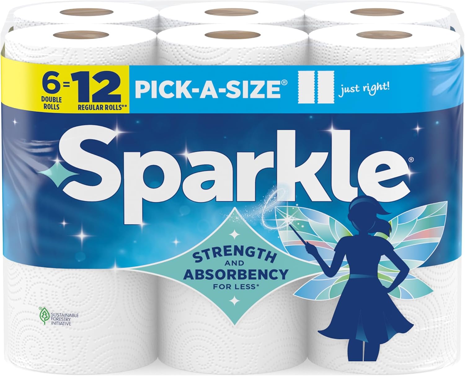 Sparkle Pick-A-Size Paper Towels, 24 Double Rolls (2,640 Sheets Total) - Strong 2-Ply Towels for Kitchen Cleanup and Everyday Messes