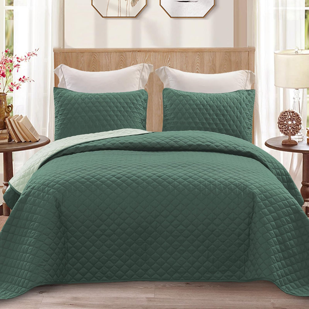 Exclusivo Mezcla Reversible Full Queen Quilt Bedding Set with Pillow Shams, Lightweight Quilts Queen Size, Soft Bedspreads Bed Coverlets for All Seasons - (Lilac Ash, 90"x96")