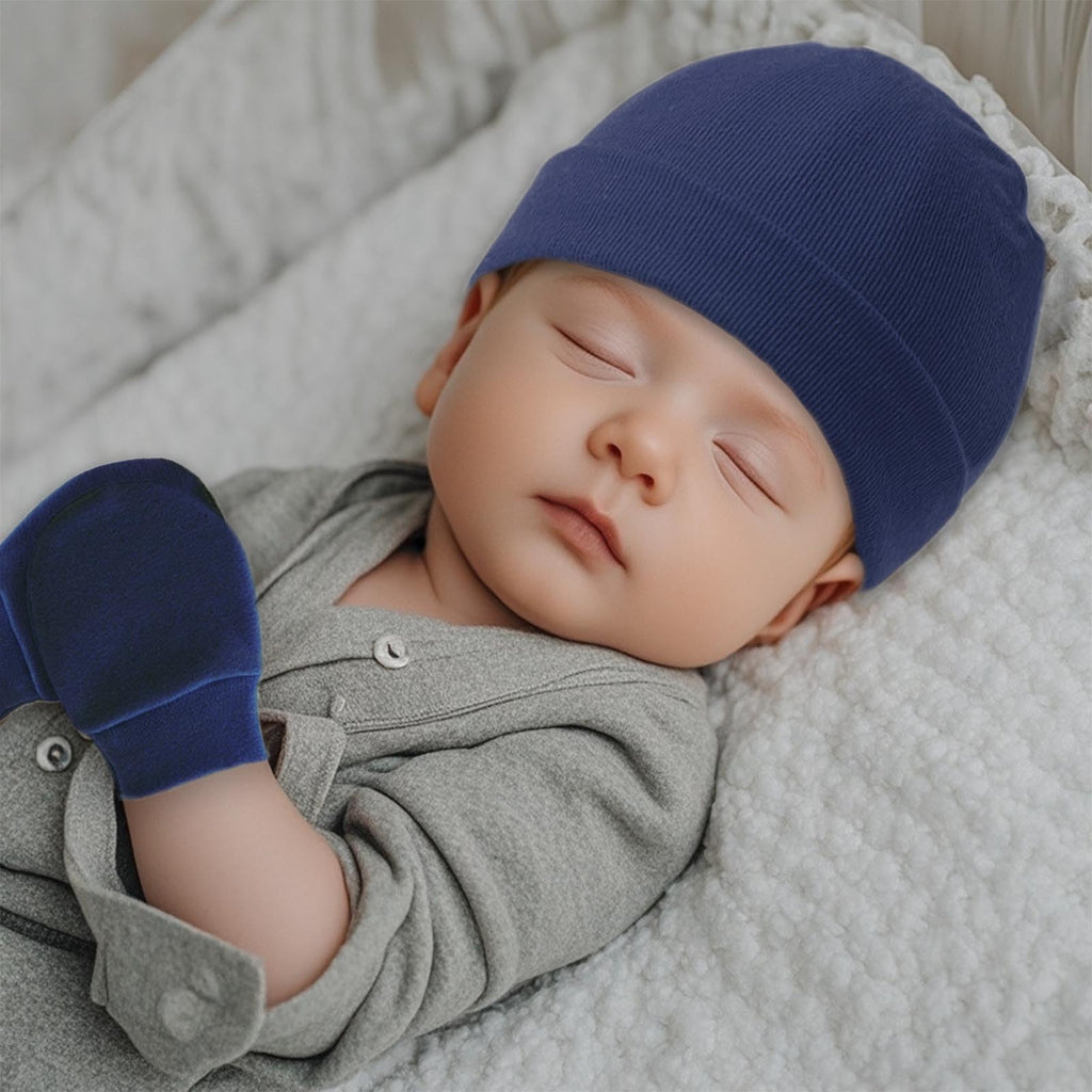 Fecawd Baby Hats and Mittens Newborn Hats Gloves Infant Beanie Soft Cap Mitten Sets for 0-6 Months Boys Girls