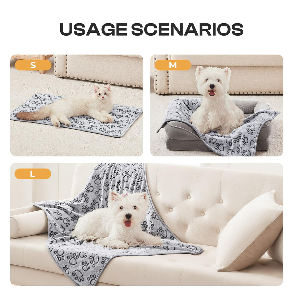 Luciphia 1 Pack 3 Blankets Super Soft Fluffy Premium Fleece Pet Blanket Flannel Throw for Dog Puppy Cat Paw Brown/Pink/White Small(23x16 inch)
