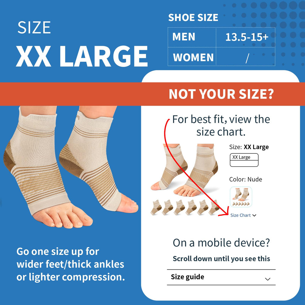 Plantar Fasciitis Sock (6 Pairs) for Men and Women, Compression Foot Sleeves with Arch and Ankle Support, Black, X-Large