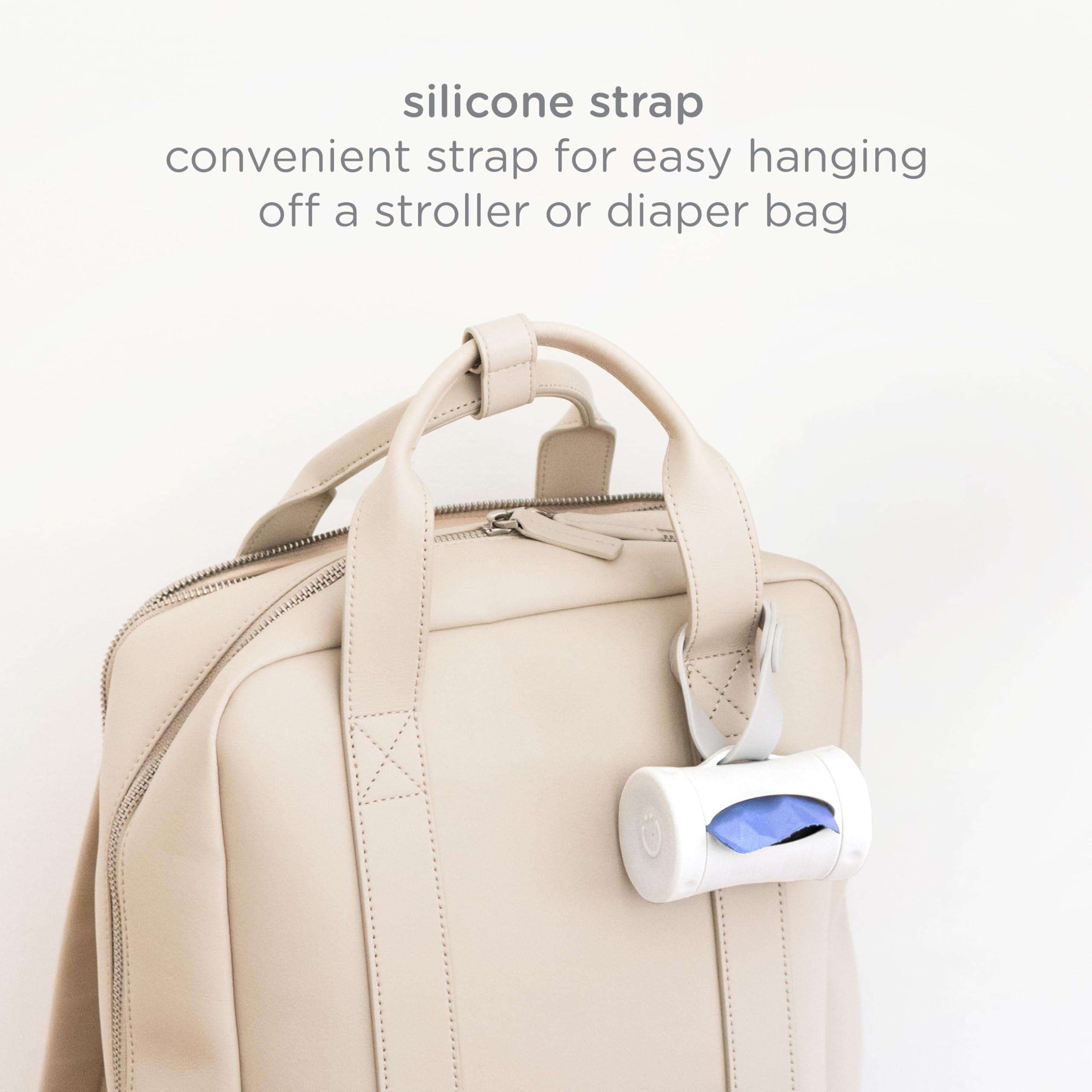 Ubbi Retractable On the Go Bag Dispenser for Travel, Diaper Bag Accessory Must Have for Newborn, Helpful Item, Baby Gift, Lavender Scented, Gray
