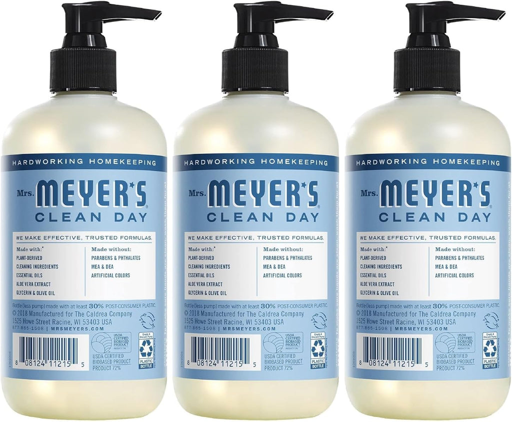 MRS. MEYER'S CLEAN DAY Hand Soap, Made with Essential Oils, Rain Water, 12.5 fl. oz - Pack of 3