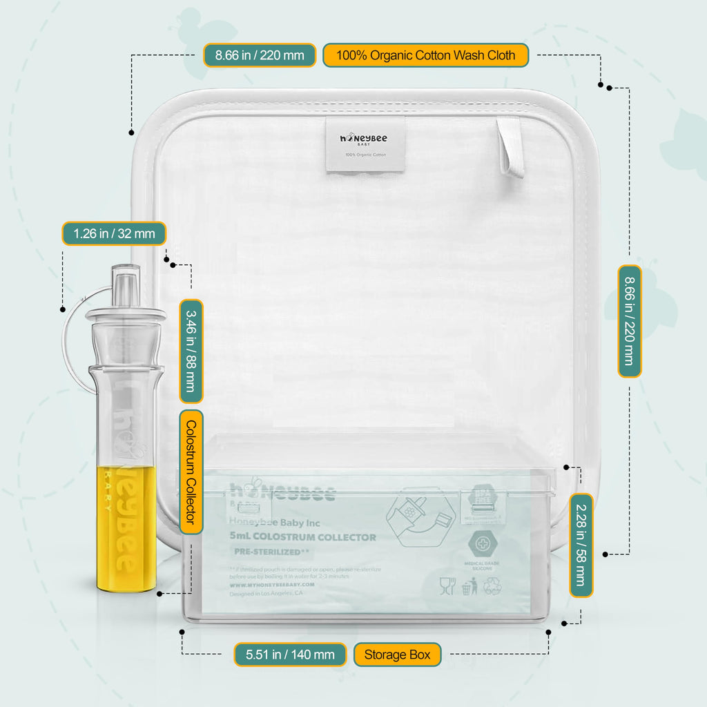 Colostrum Collector Kit | Reusable Silicone Breast Milk Collector for Harvesting Colostrum Breastmilk, Pre-Sterilized Includes Storage Case & Cotton Wipe | Set of 7 Collectors, 5mL Each