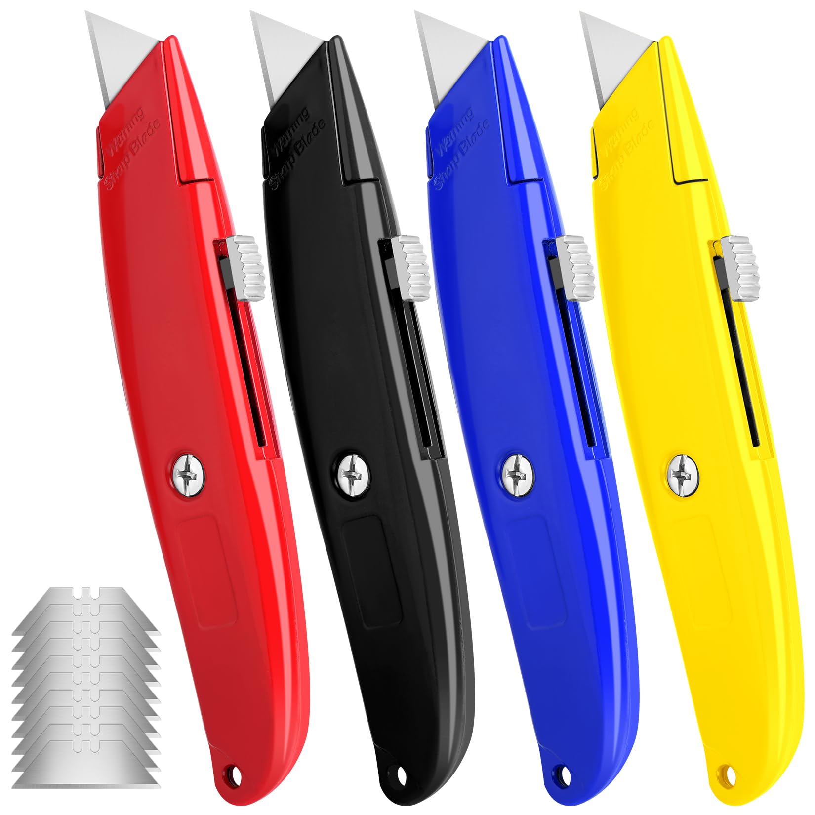 DIYSELF 2Pack Utility Knife Box Cutter Retractable Razor Blade Heavy Duty Box Cutters Knife PVC Pipe Cutter (Red)