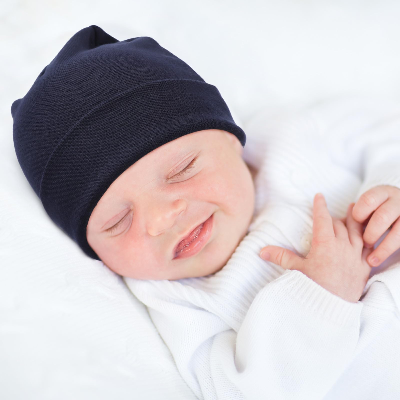 DRESHOW BQUBO 6 Pack Baby Beanie Hats for Unisex Infant Toddler Cotton Beanie Newborn Hospital Hat for Boys Girls 0-6 Months
