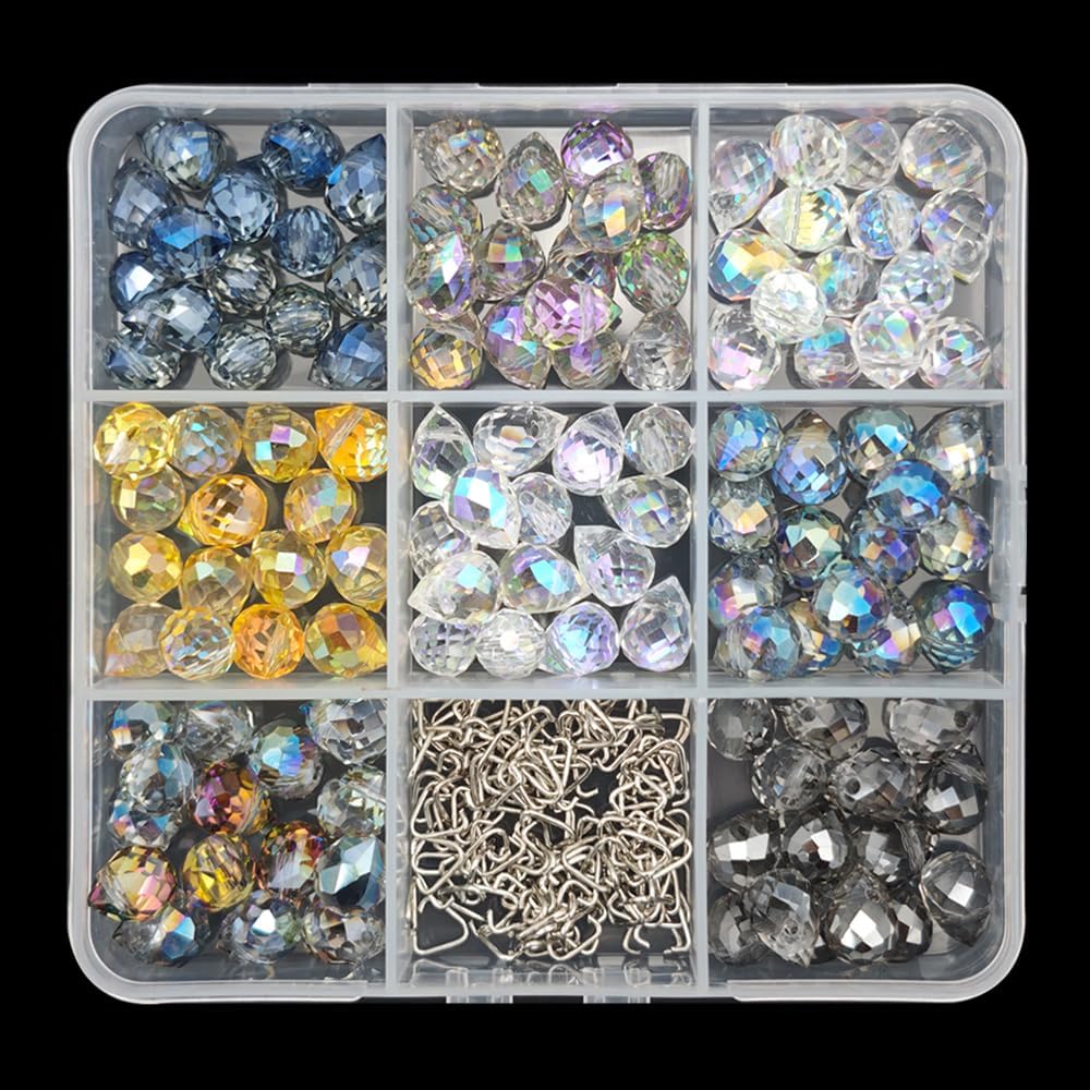 INSPIRELLE 120 Pieces Crystal Teardrop Charms Multicolor Glass Faceted Waterdrop Pendants for Jewerly Craft Making 8x10mm
