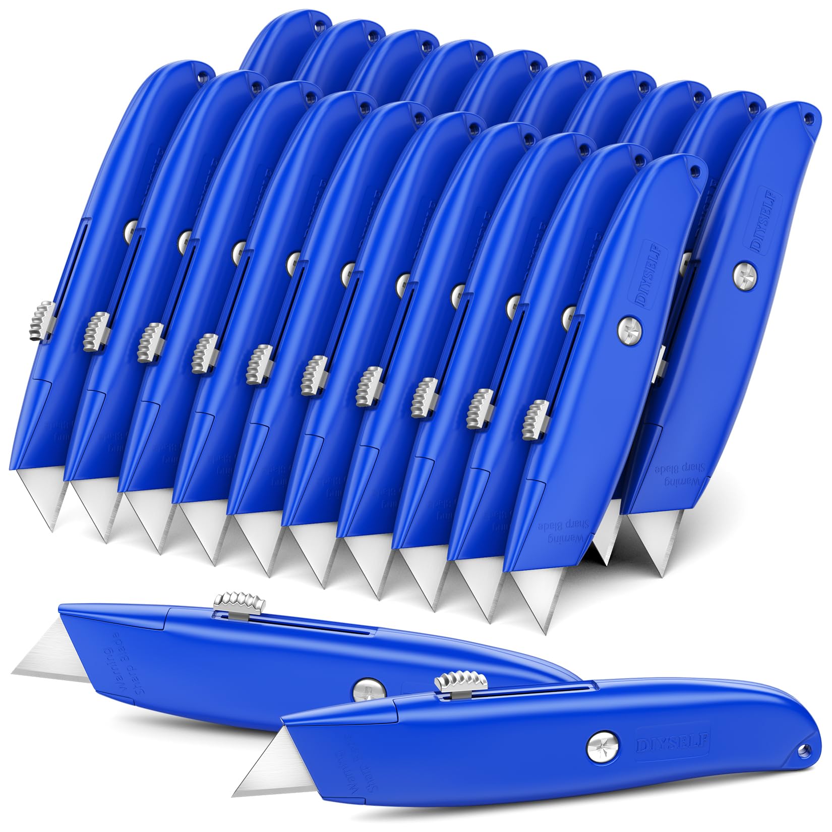 DIYSELF 2Pack Utility Knife Box Cutter Retractable Razor Blade Heavy Duty Box Cutters Knife PVC Pipe Cutter (Red)