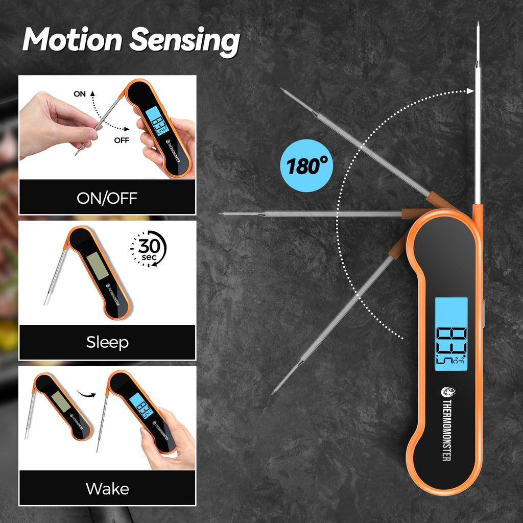 0.5 Sec Instant Read Meat Thermometer Digital with ±0.5℉ Precision, Food Thermometer for Cooking Kitchen Gadgets, Oven Grill Candy BBQ Essentials Accessories, Gifts for Him Dad Men Birthday, Red