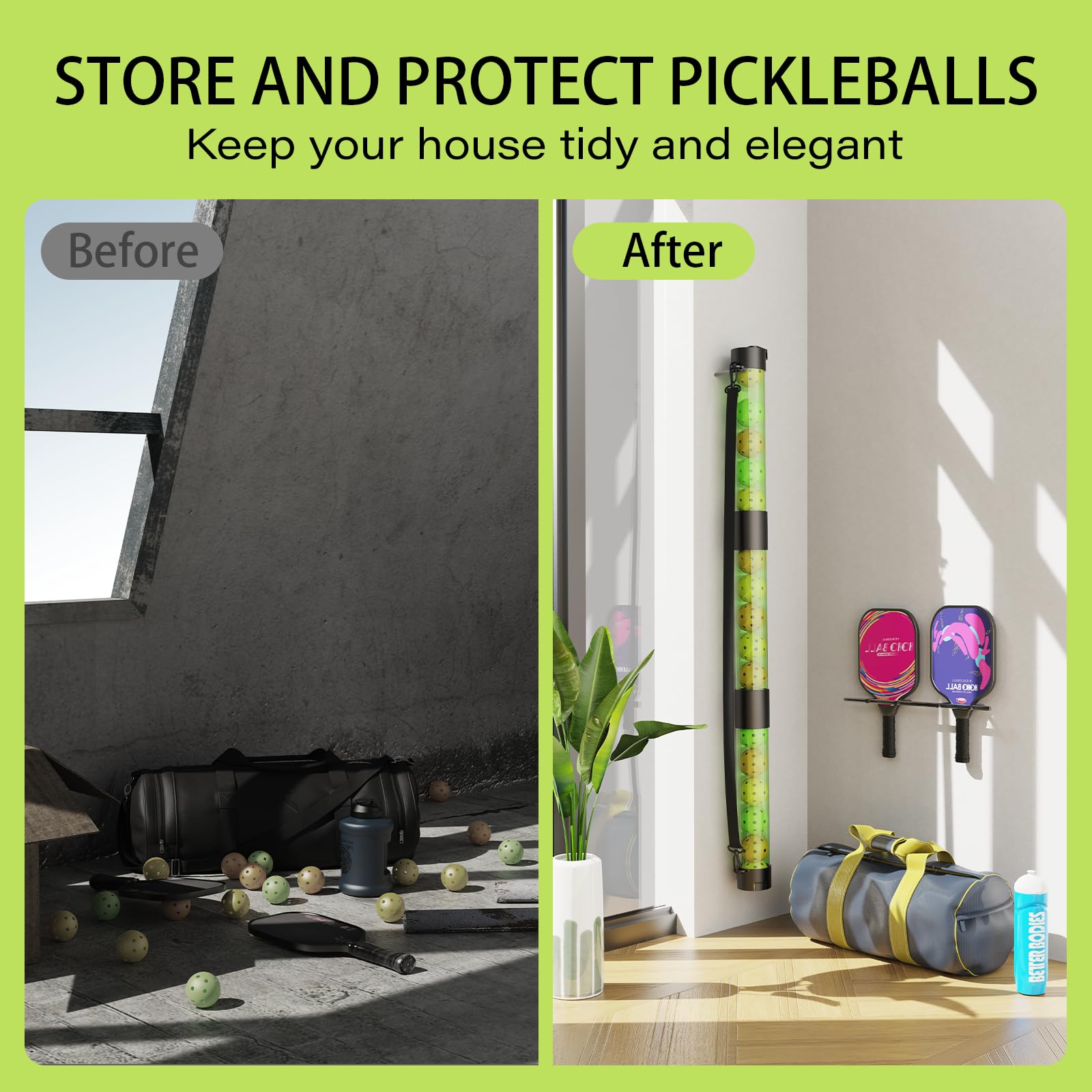 17 Balls Pickleball Ball Retriever & Ball Holder Storage with Strap, Back Saver for Pickleball Accessories, Quick for Pickleball Tube Ball Pickup