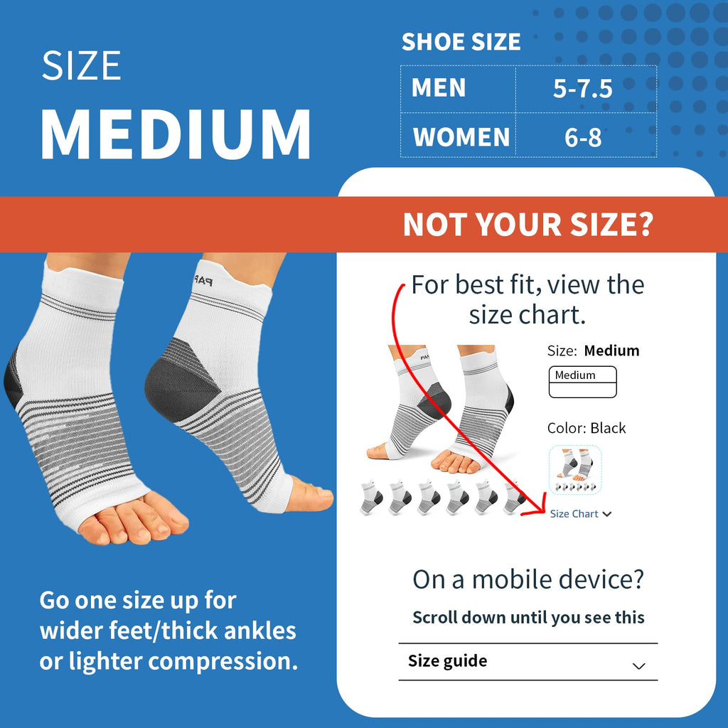 Plantar Fasciitis Sock (6 Pairs) for Men and Women, Compression Foot Sleeves with Arch and Ankle Support, Black, X-Large