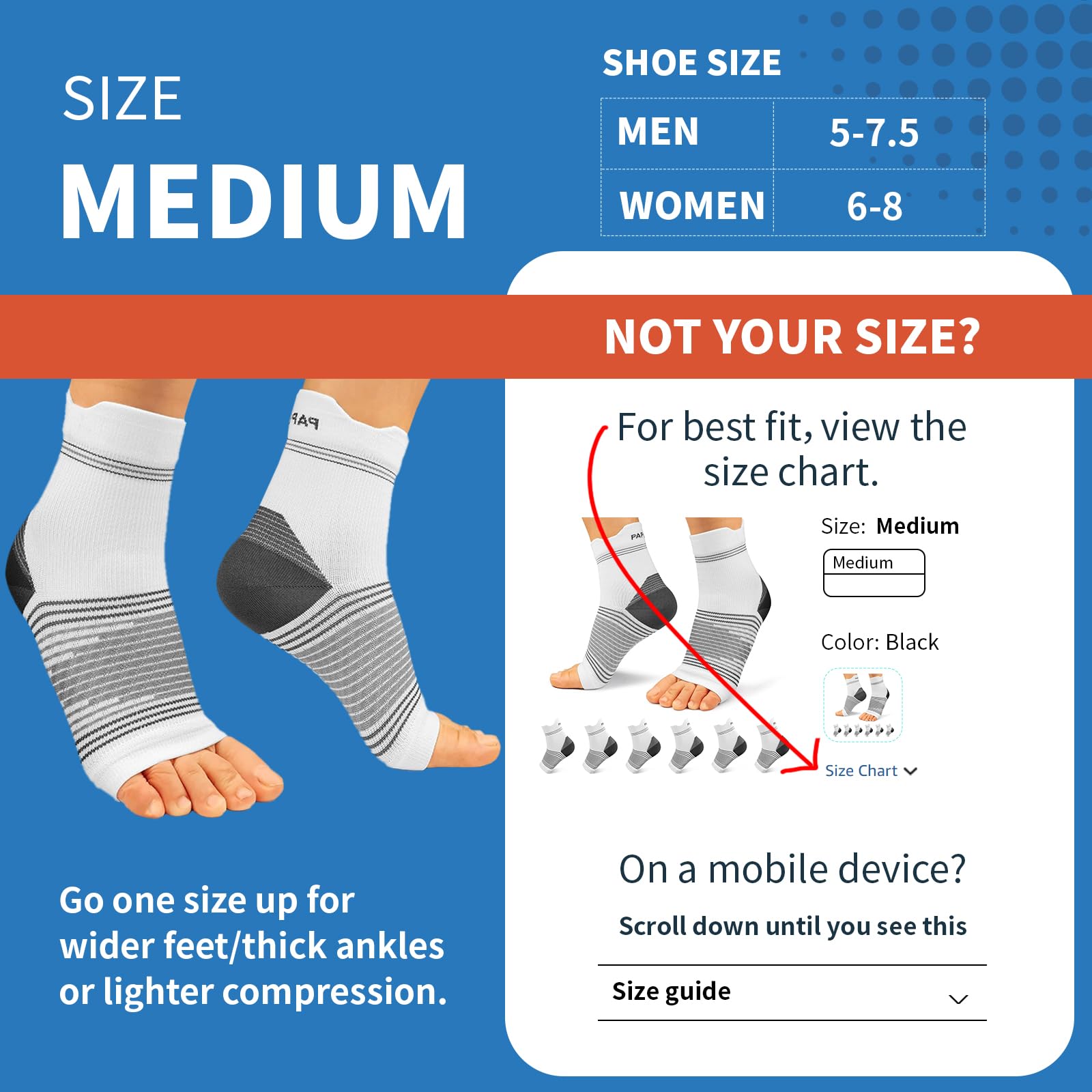 Plantar Fasciitis Sock (6 Pairs) for Men and Women, Compression Foot Sleeves with Arch and Ankle Support, Black, X-Large