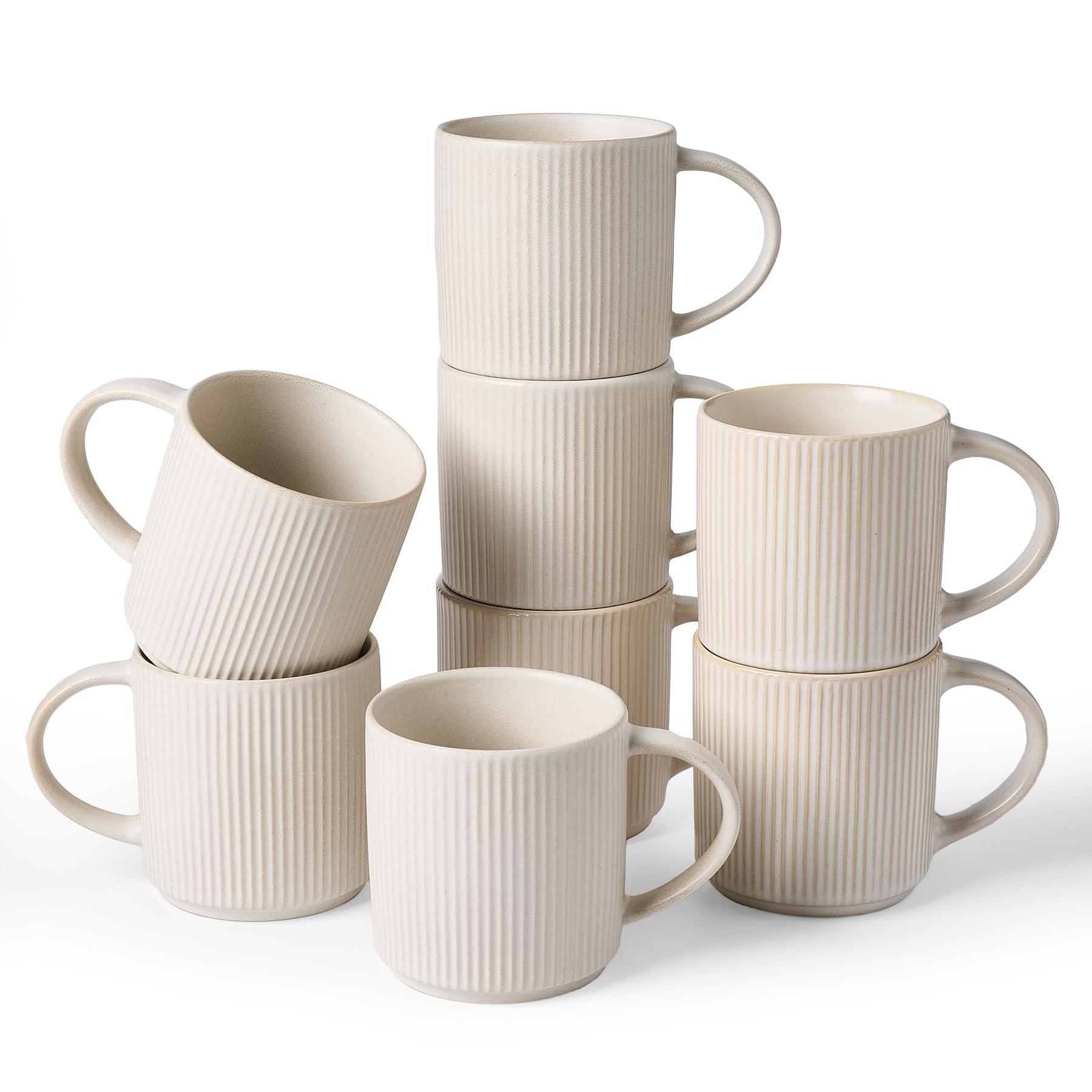 famiware Coffee Mugs Set of 6, Starlight 11 oz Mug Cup Set with Handle for Coffee, Tea, Cocoa, Milk - Ceramic Stoneware Mug Set, Matte Black Grey