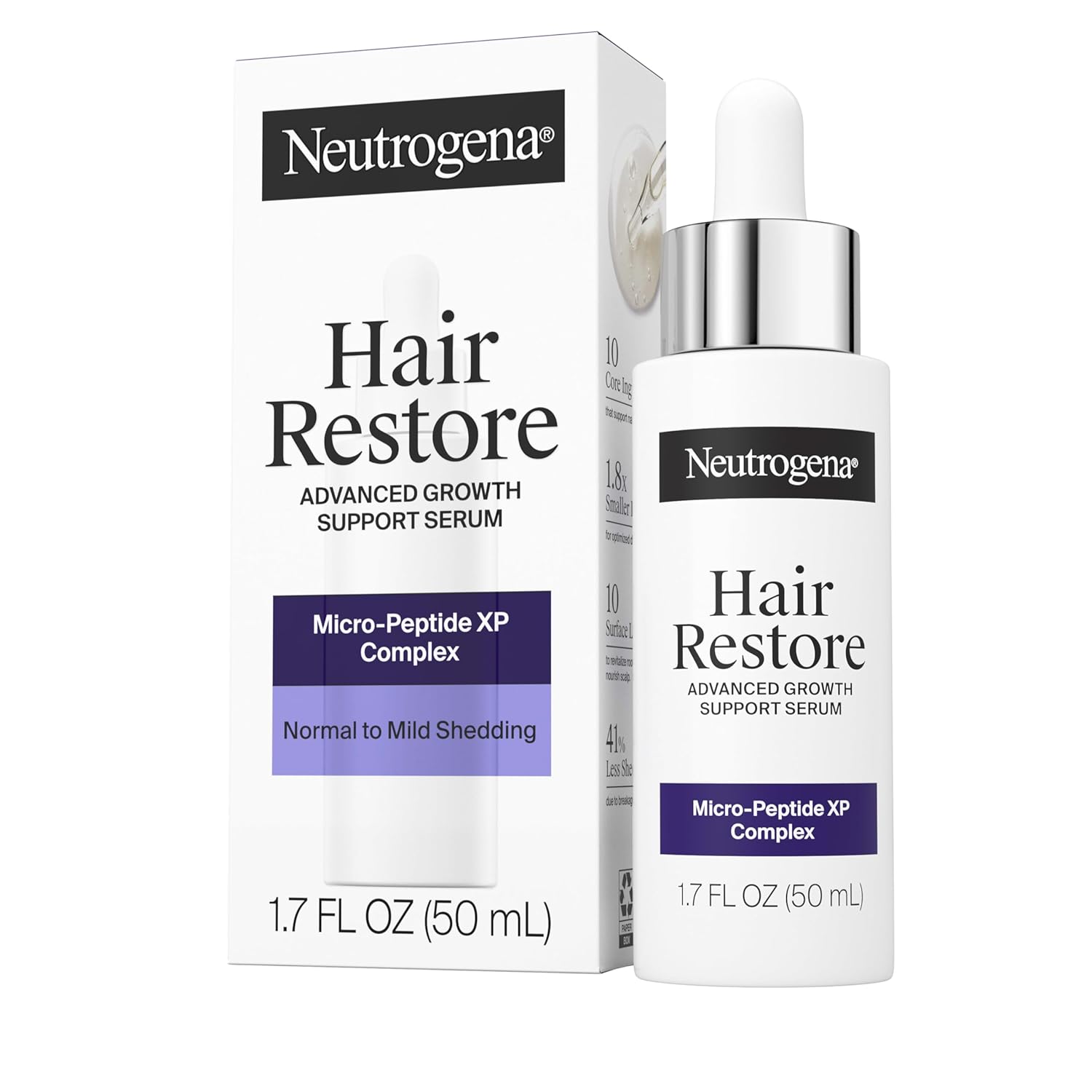 Neutrogena Hair Restore Advanced Growth Support Serum, Hair & Scalp Treatment with Micro-Peptide XP Complex to Revitalize Roots, Nourish Scalp, & Enhance Visible Hair Density, 1.7 fl. oz
