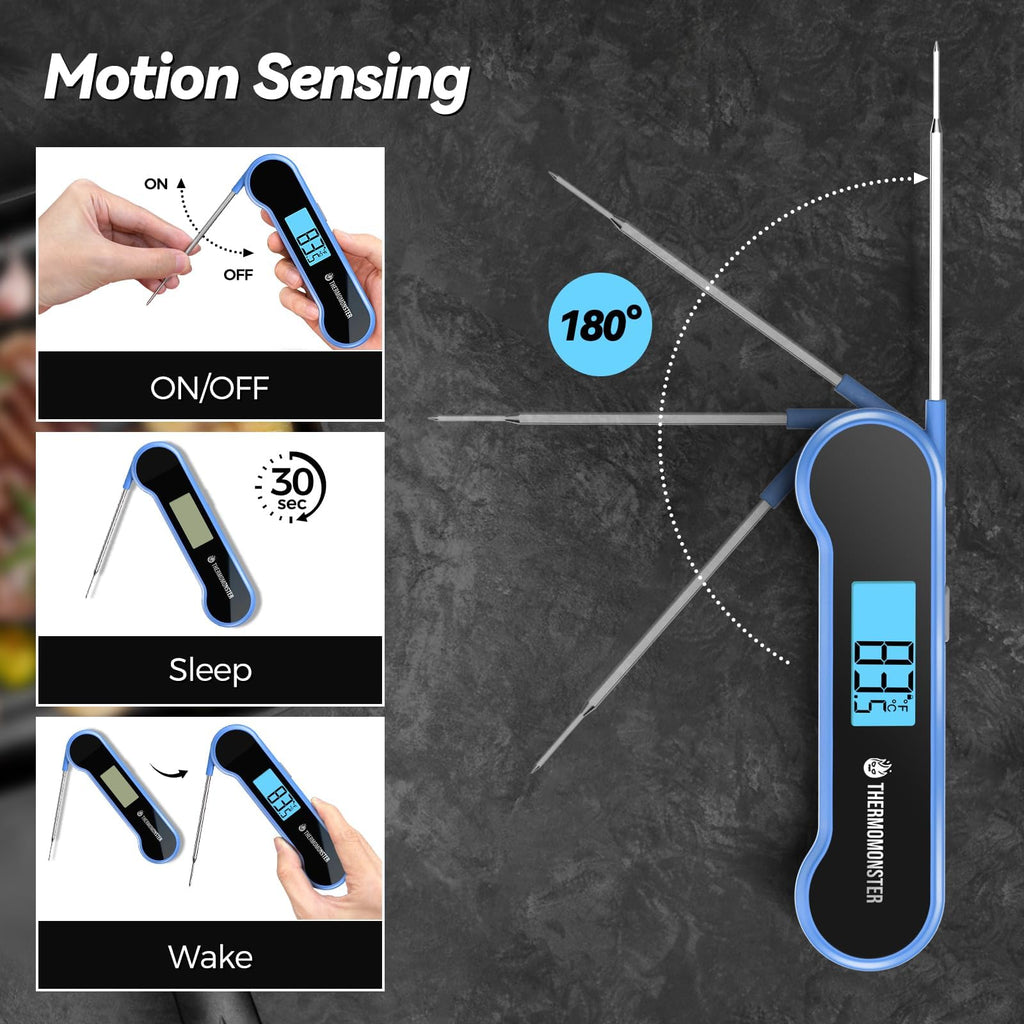 0.5 Sec Instant Read Meat Thermometer Digital with ±0.5℉ Precision, Food Thermometer for Cooking Kitchen Gadgets, Oven Grill Candy BBQ Essentials Accessories, Gifts for Him Dad Men Birthday, Red