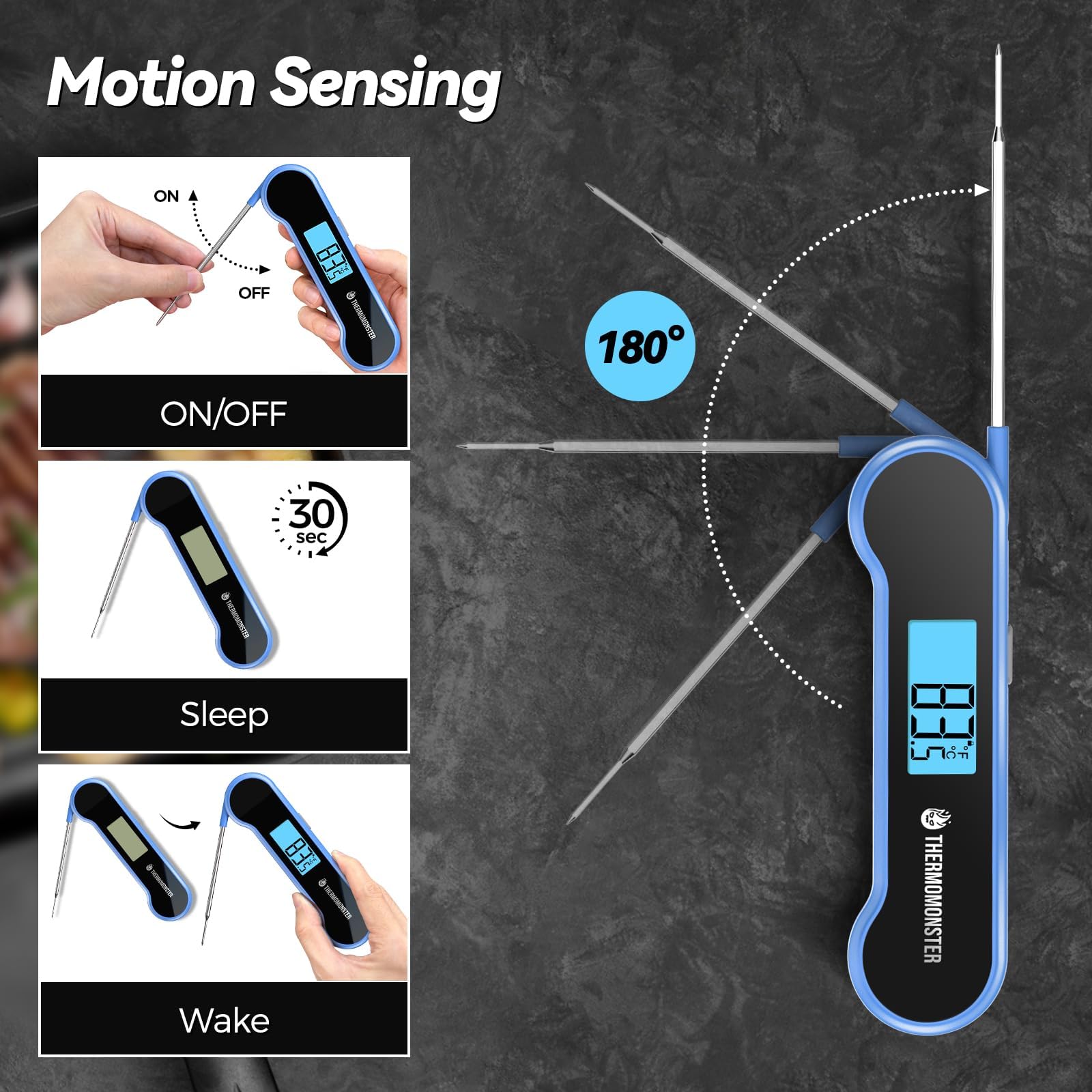 0.5 Sec Instant Read Meat Thermometer Digital with ±0.5℉ Precision, Food Thermometer for Cooking Kitchen Gadgets, Oven Grill Candy BBQ Essentials Accessories, Gifts for Him Dad Men Birthday, Red