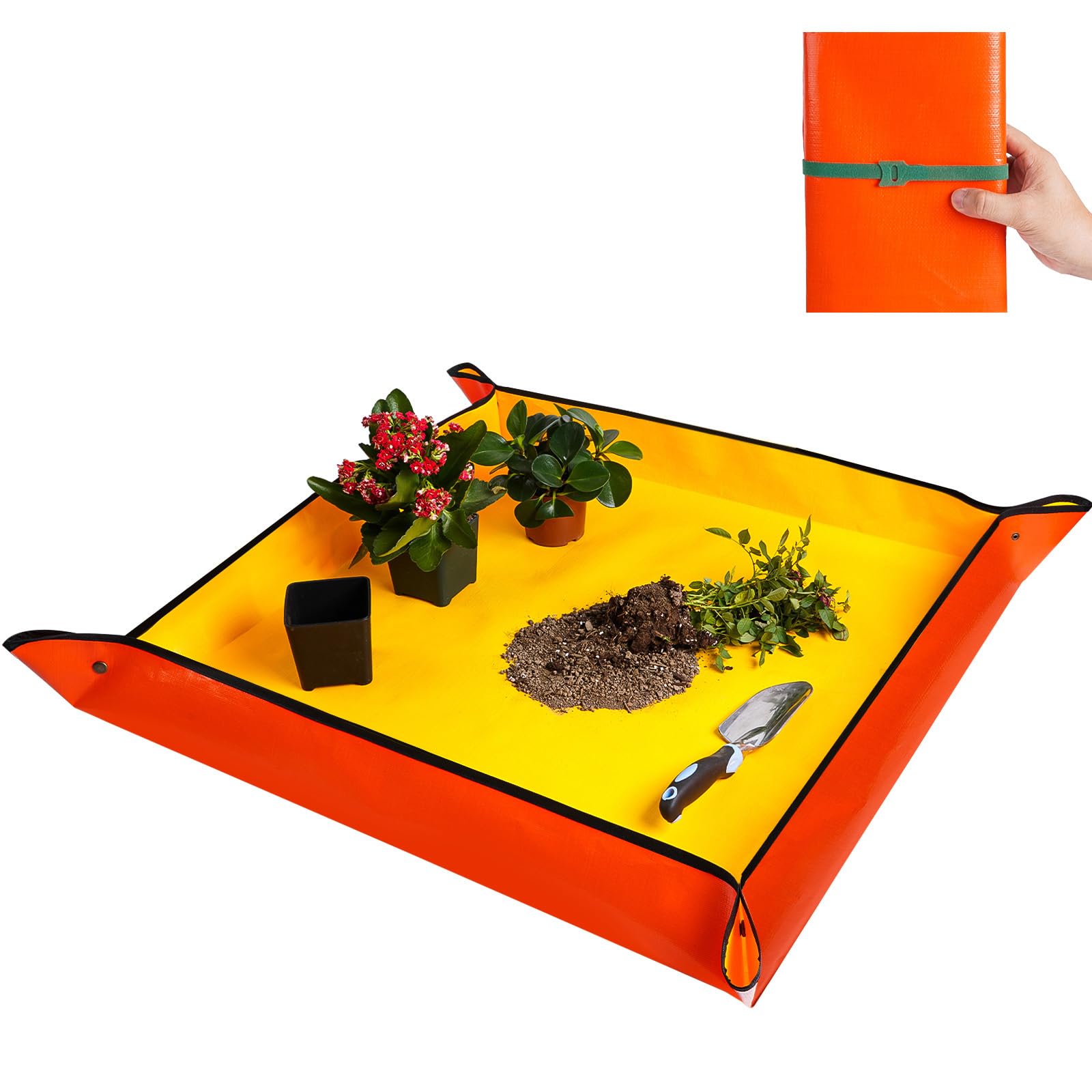 Repotting Mat for Indoor Plant Transplanting and Mess Control 27"x 27" Thickened Waterproof Potting Tray Foldable Succulent Potting Mat Portable Gardening Mat Garden Gifts for Women & Men