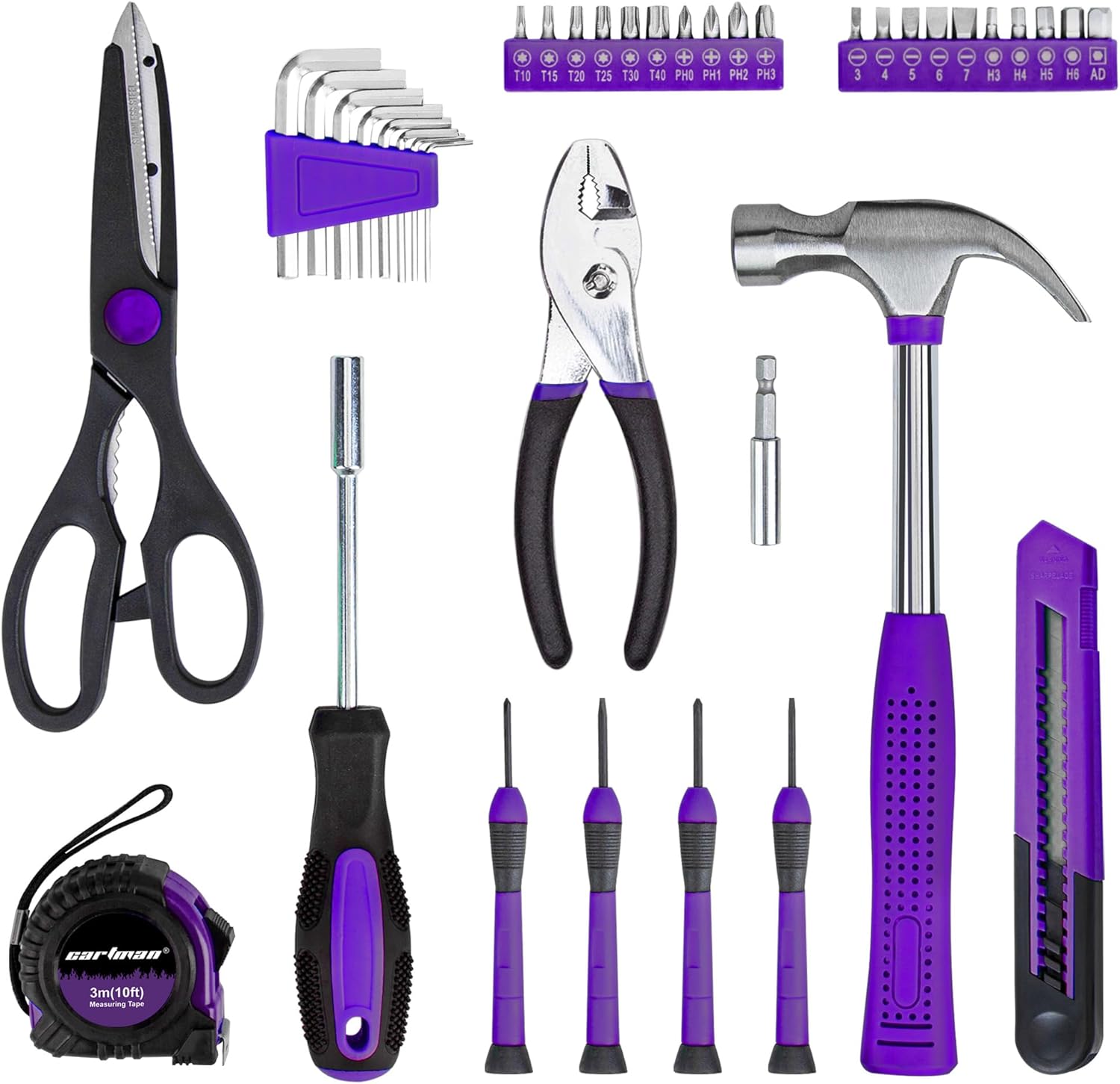 CARTMAN 39 Piece Tool Set General Household Hand Kit with Plastic Toolbox Storage Case Orange