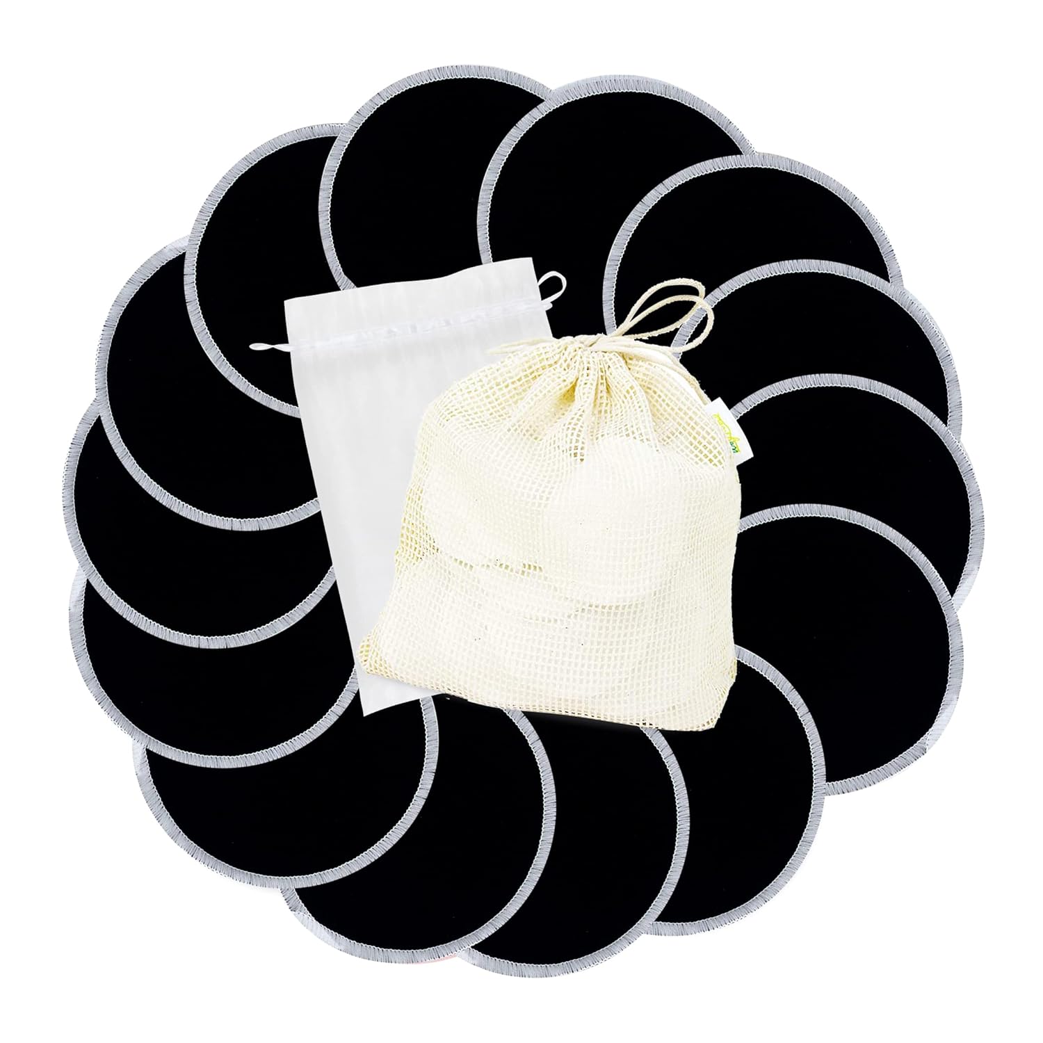 wegreeco Nursing Breast Pads (14 Pack) + Laundry Bag & Travel Storage Bag, 4.7 inch Option - Washable & Reusable Breastfeeding Nursing Pads (Mild, Large)