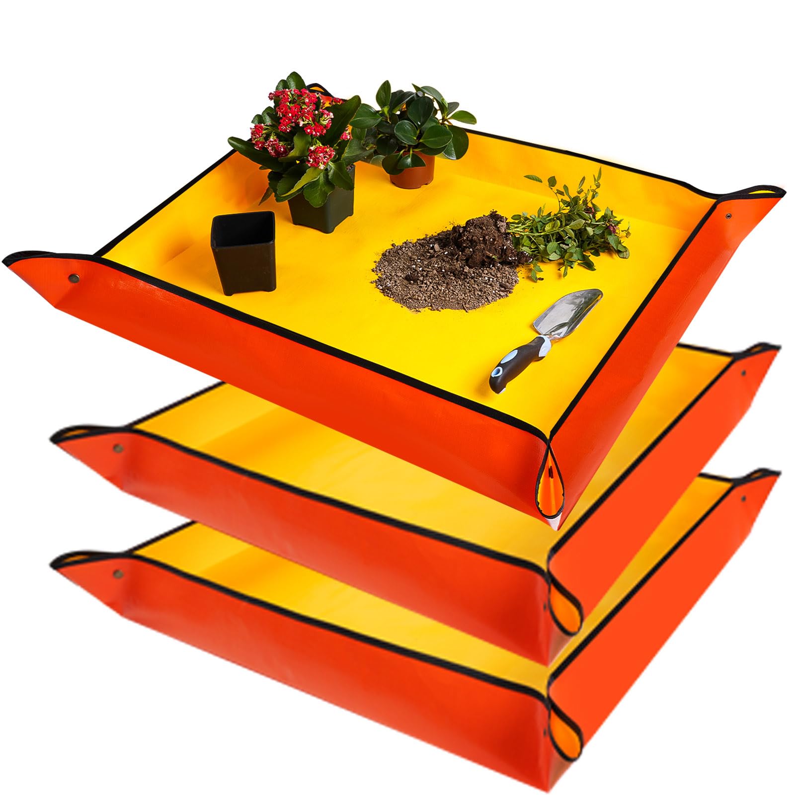 Repotting Mat for Indoor Plant Transplanting and Mess Control 27"x 27" Thickened Waterproof Potting Tray Foldable Succulent Potting Mat Portable Gardening Mat Garden Gifts for Women & Men