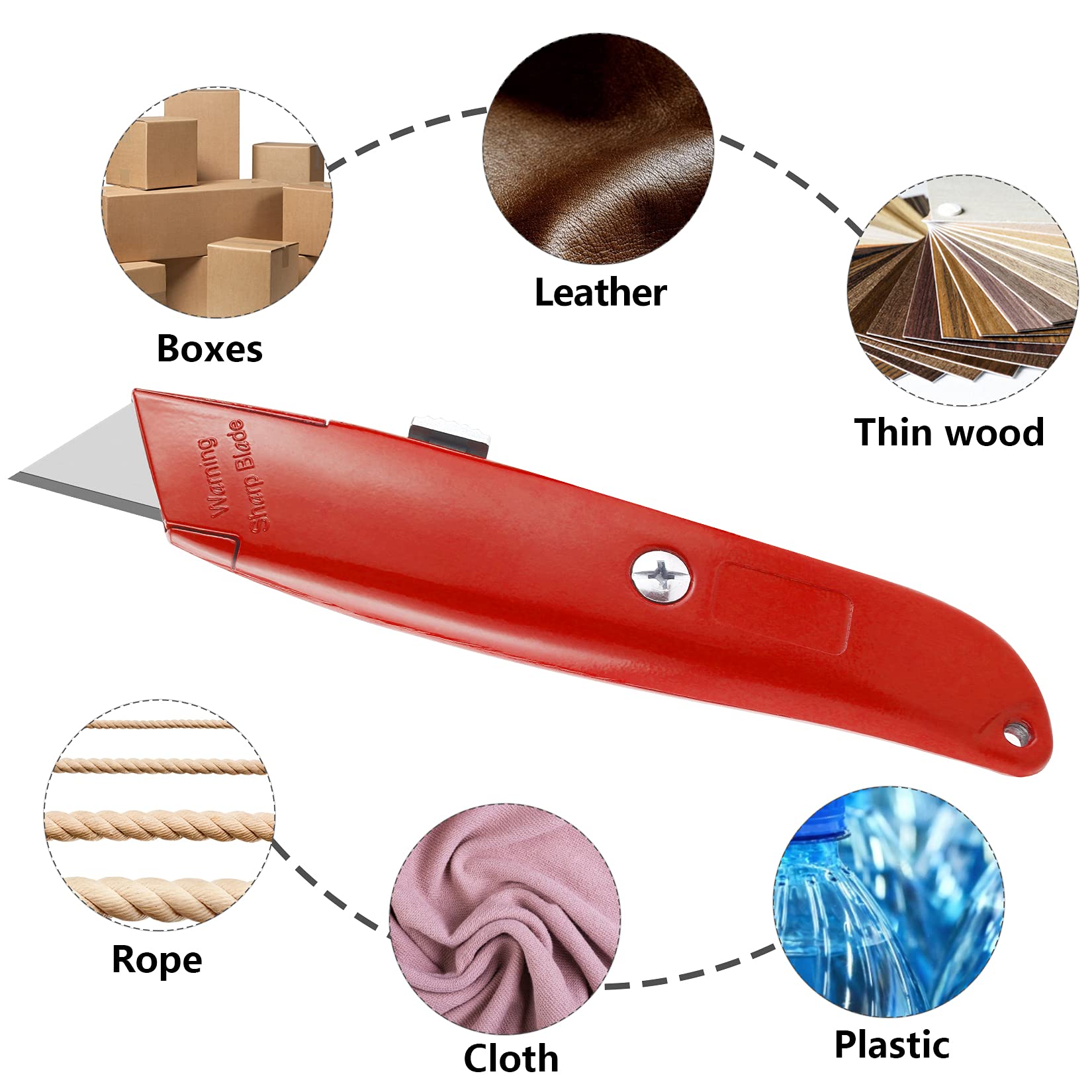 DIYSELF 2Pack Utility Knife Box Cutter Retractable Razor Blade Heavy Duty Box Cutters Knife PVC Pipe Cutter (Red)