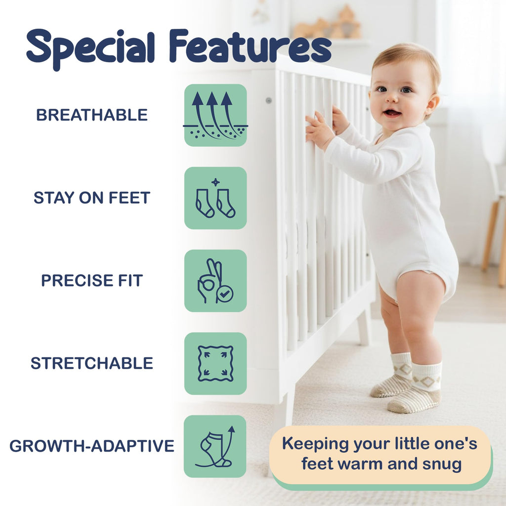 Mother's Choice Organic Cotton Baby Socks Infant 0-6 Months - 12 pairs Soft, Cozy, and Gentle Newborn Socks for Girls & Boys, Perfect Baby Gift for Everyday Wear, and Infant Comfort