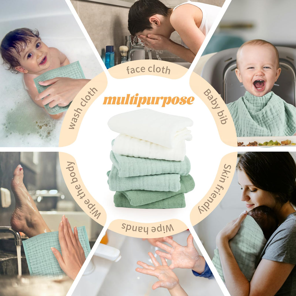 MIGIOL Muslin Burp Cloths 100% Cotton Baby Burp Cloths Soft, Absorbent 10x20 inches for Girls and Boys Baby Essentials