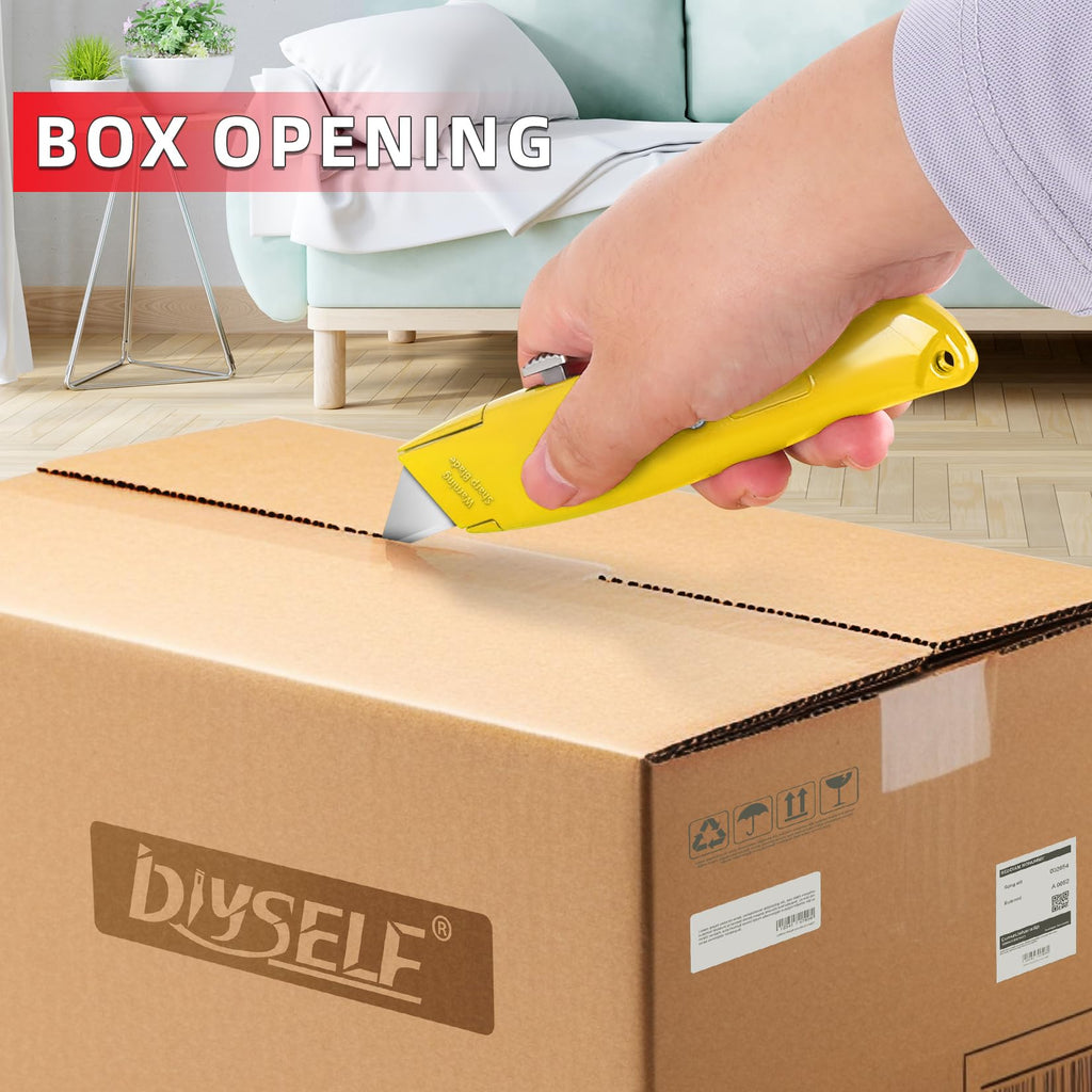 DIYSELF 2Pack Utility Knife Box Cutter Retractable Razor Blade Heavy Duty Box Cutters Knife PVC Pipe Cutter (Red)