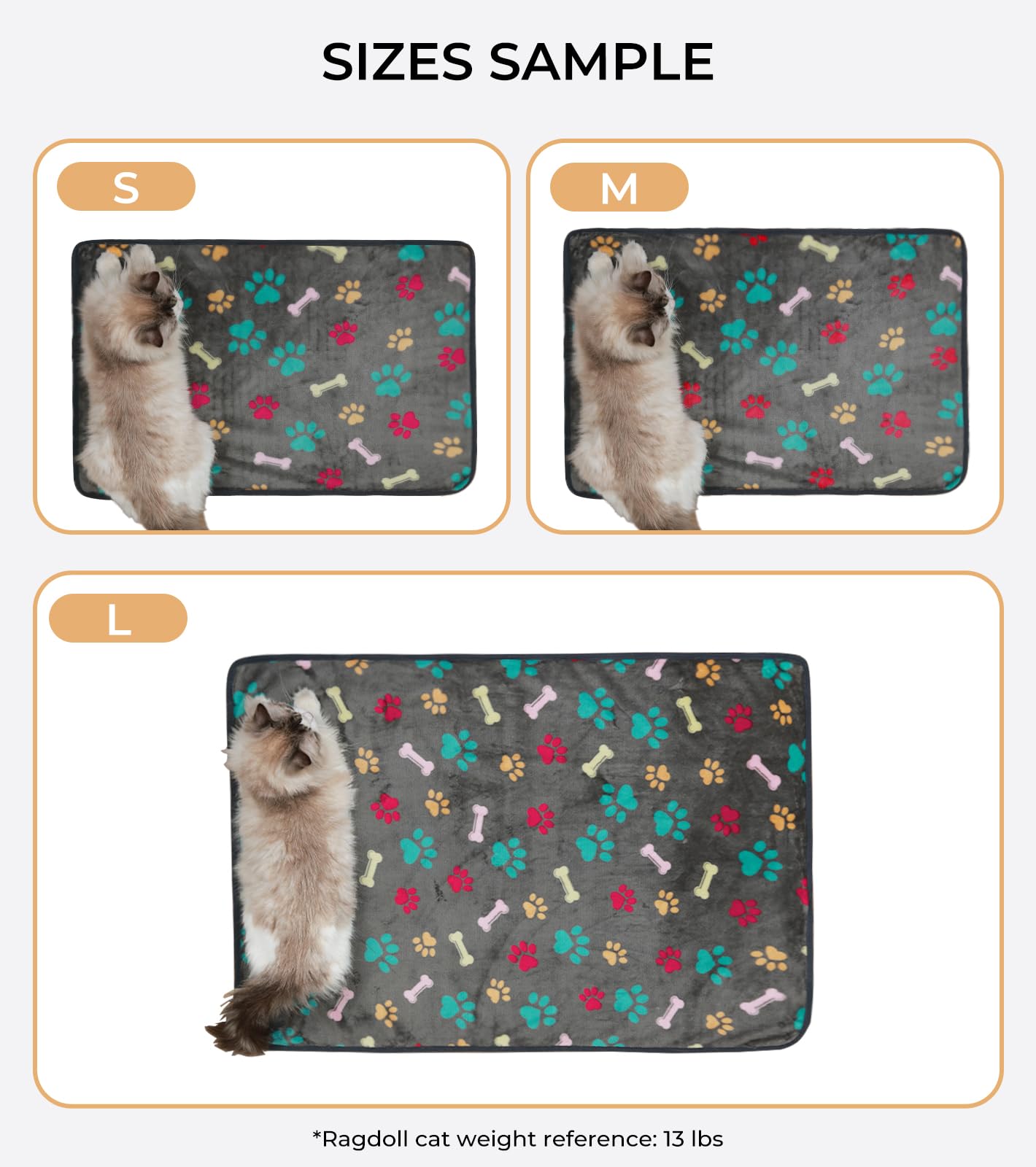 Luciphia 1 Pack 3 Blankets Fluffy Premium Fleece Pet Blanket Flannel Paw Printed Throw for Dog Cat(Small 23x16'', Grey/Brown/Blue)