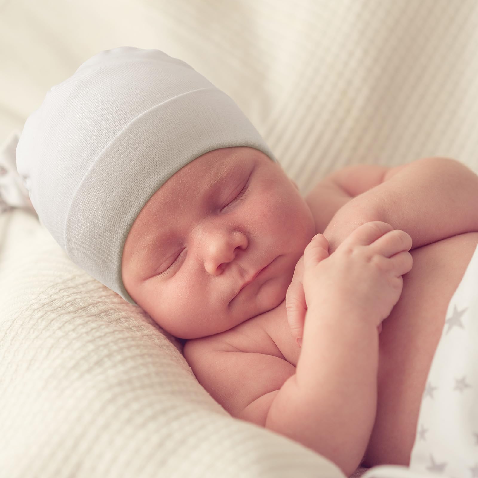 DRESHOW BQUBO 6 Pack Baby Beanie Hats for Unisex Infant Toddler Cotton Beanie Newborn Hospital Hat for Boys Girls 0-6 Months