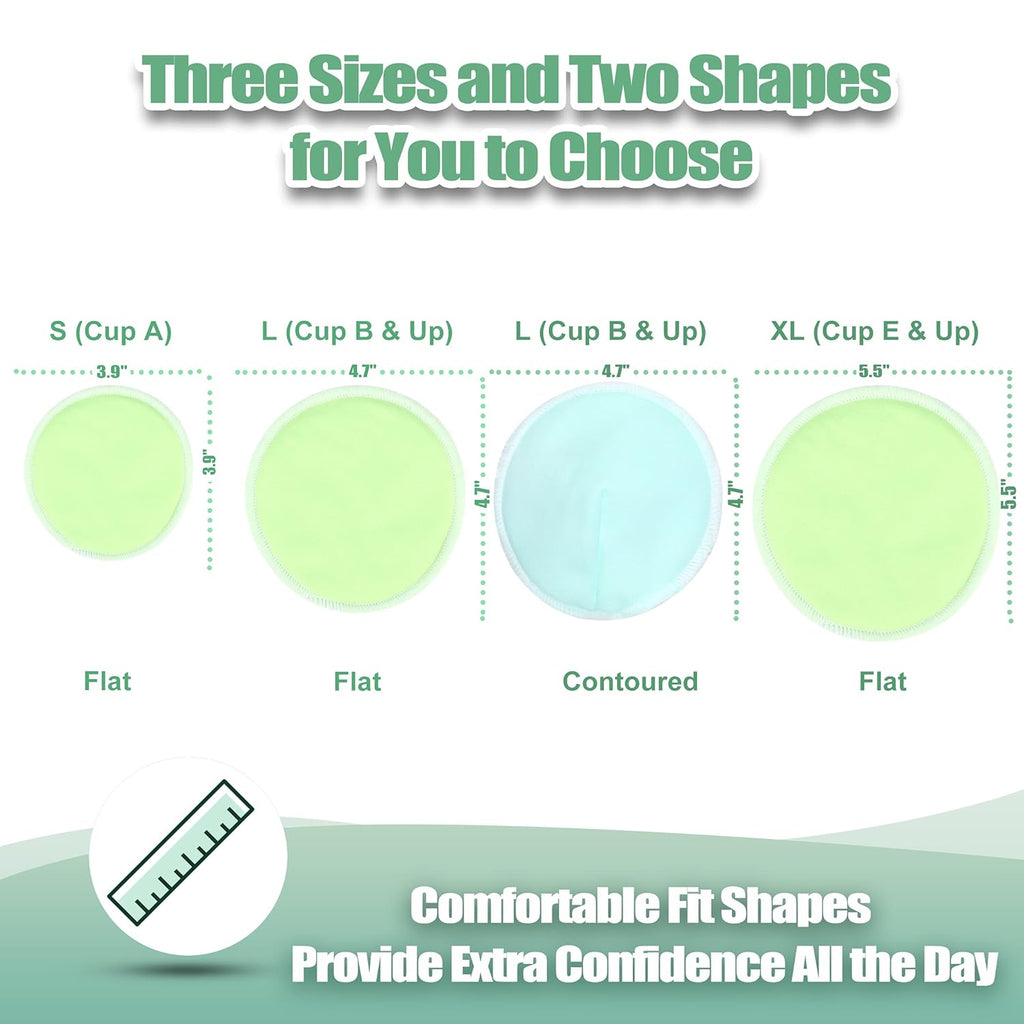 wegreeco Nursing Breast Pads (14 Pack) + Laundry Bag & Travel Storage Bag, 4.7 inch Option - Washable & Reusable Breastfeeding Nursing Pads (Mild, Large)