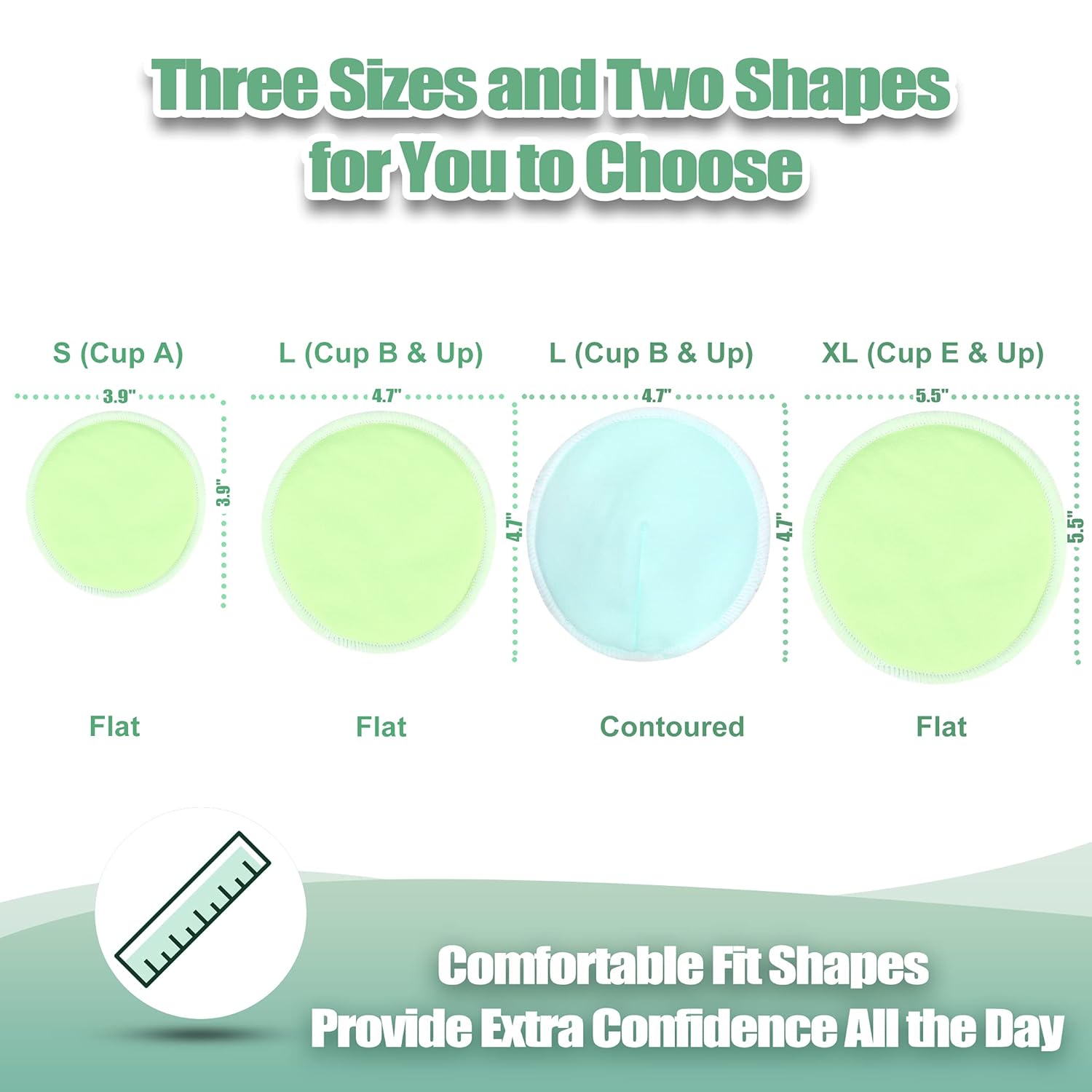 wegreeco Nursing Breast Pads (14 Pack) + Laundry Bag & Travel Storage Bag, 4.7 inch Option - Washable & Reusable Breastfeeding Nursing Pads (Mild, Large)