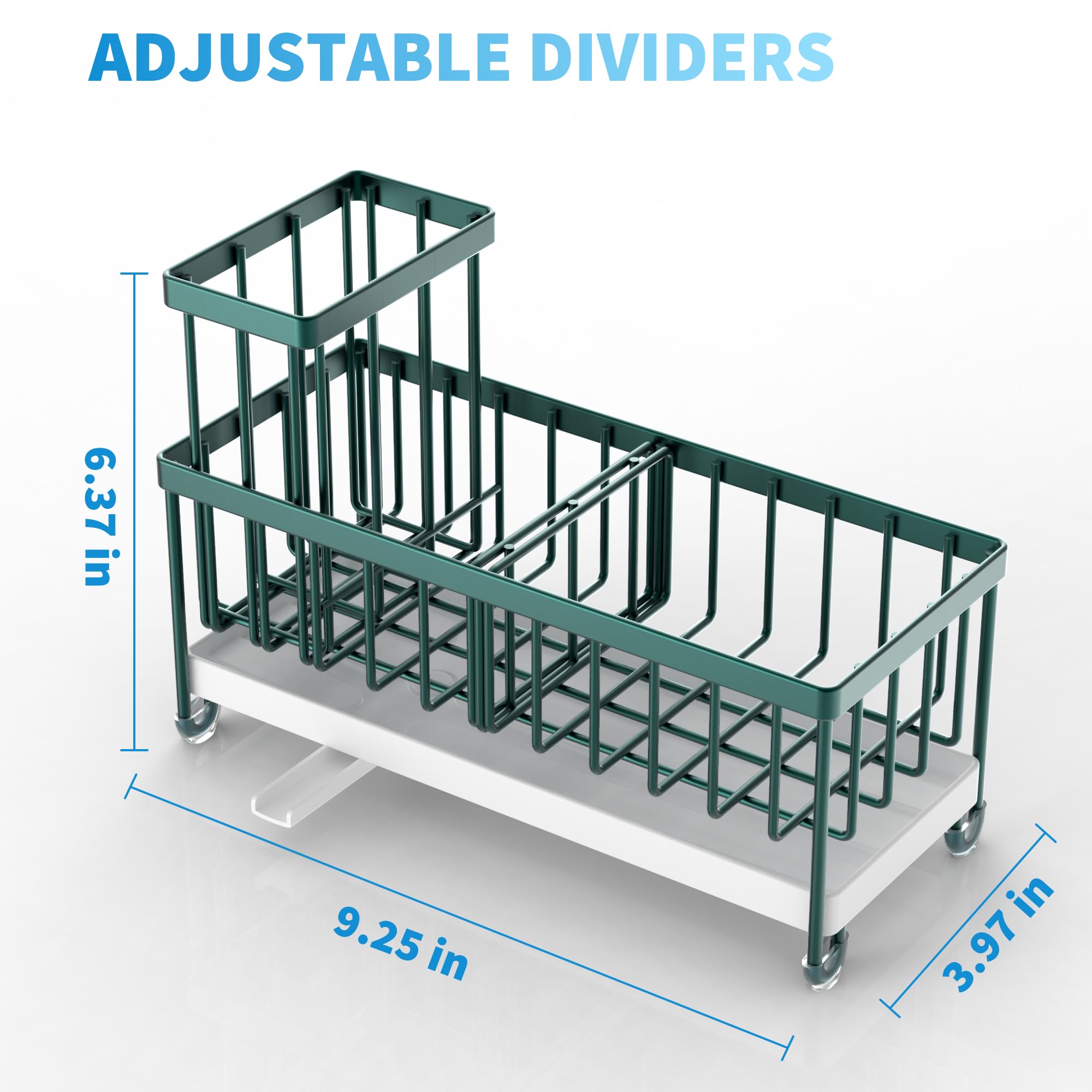 Cisily Black Sponge Holder for Kitchen Sink, Sink Caddy Organizer with High Brush Holder, Kitchen Countertop Organizers and Storage Essentials, Rustproof 304 Stainless Steel, Soap Dispenser Organize