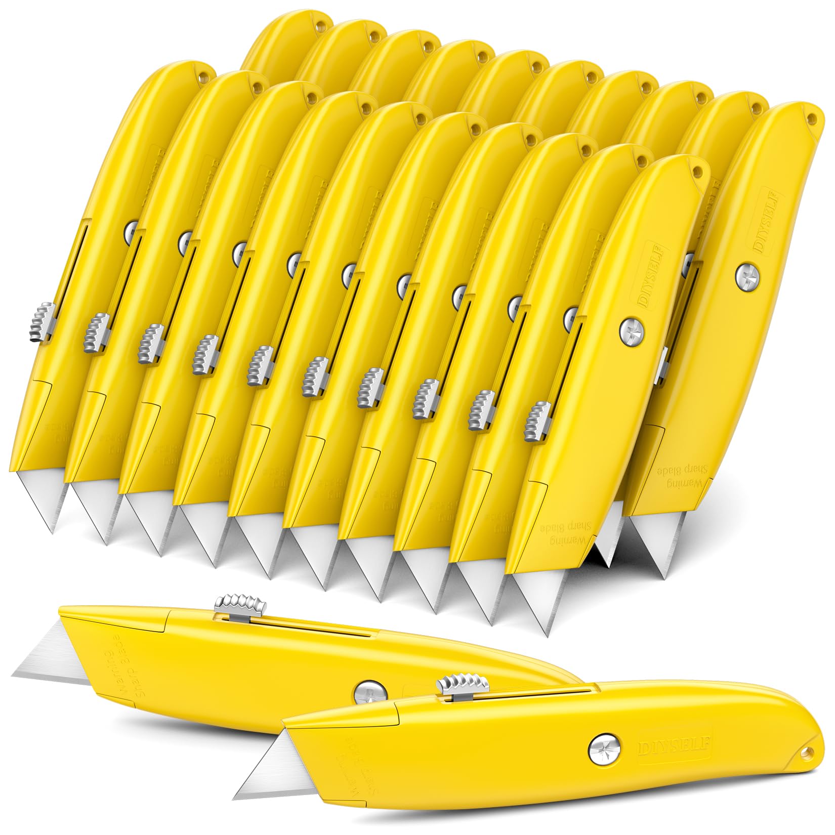 DIYSELF 2Pack Utility Knife Box Cutter Retractable Razor Blade Heavy Duty Box Cutters Knife PVC Pipe Cutter (Red)