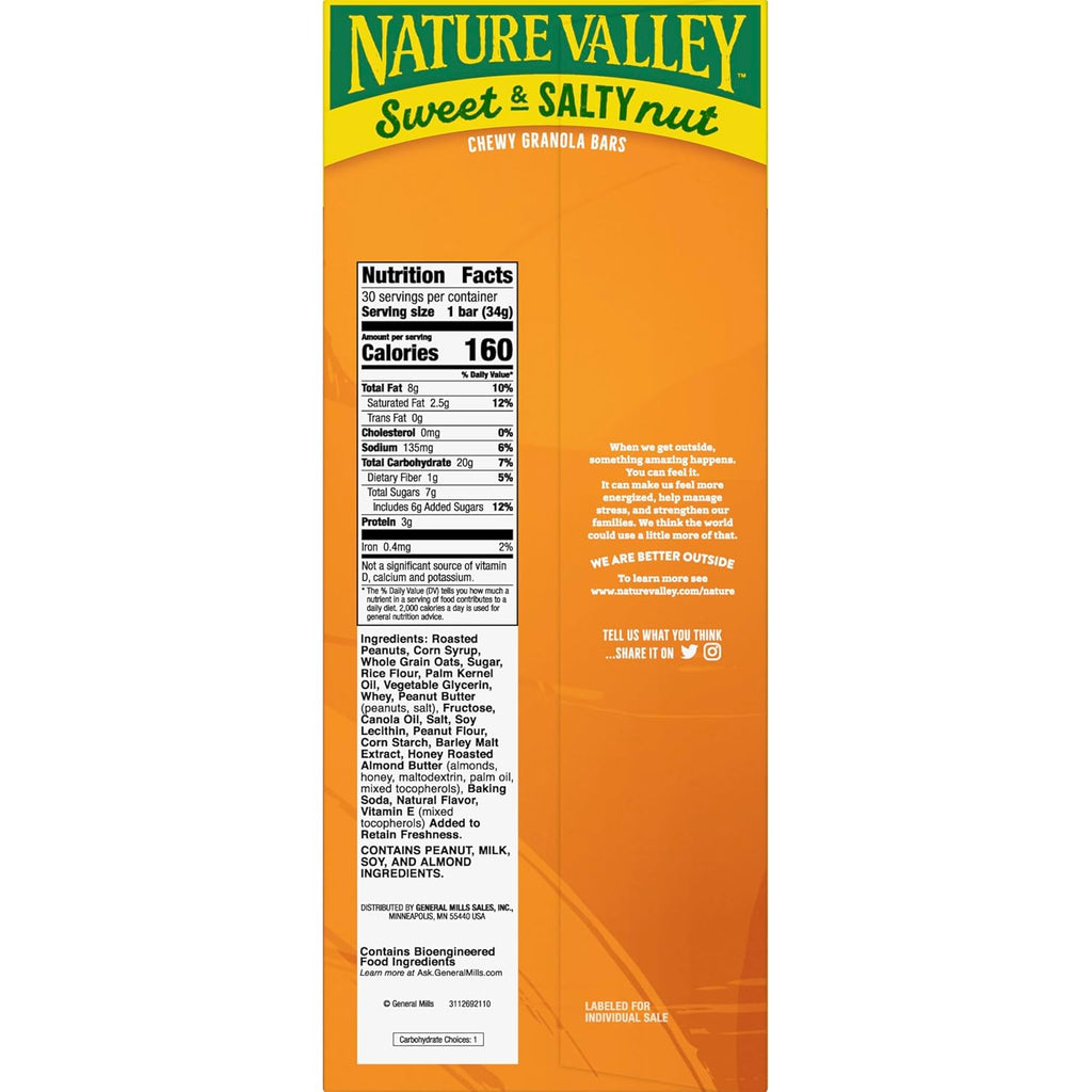 Nature Valley Sweet and Salty Nut Granola Bars, Peanut, 15 Bars, 18 oz