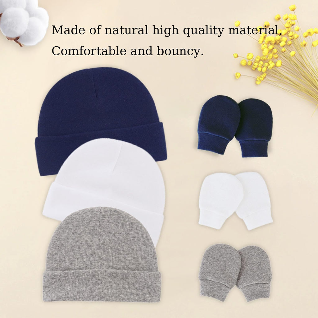 Fecawd Baby Hats and Mittens Newborn Hats Gloves Infant Beanie Soft Cap Mitten Sets for 0-6 Months Boys Girls