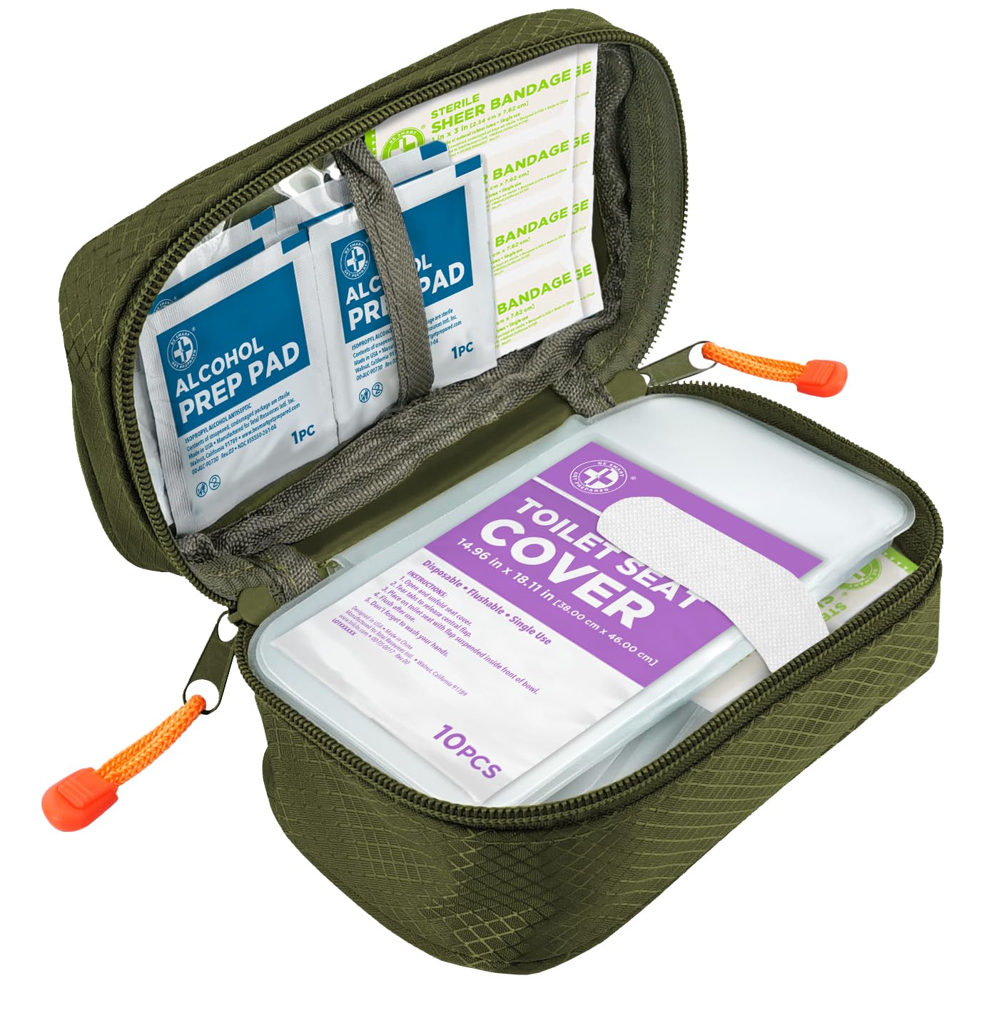 Be Smart Get Prepared 180 Piece First Aid Kit: Clean, Treat, Protect Minor Cuts, Scrapes. Home, Office, Car, School, Business, Travel, Emergency, Survival, Hunting, Outdoor, Camping & Sports, FSA HSA