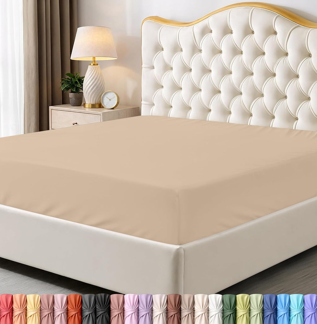 Utopia Bedding Queen Fitted Sheet - Bottom Sheet - Deep Pocket - Soft Microfiber - Shrinkage and Fade Resistant - Easy Care -1 Fitted Sheet Only (Beige)