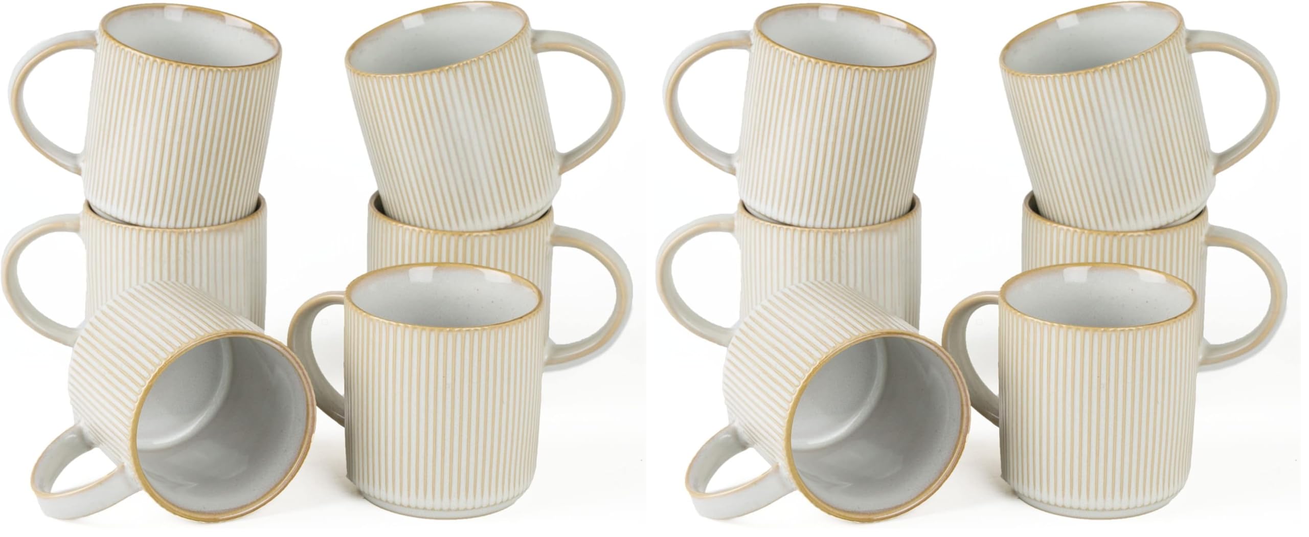 famiware Coffee Mugs Set of 6, Starlight 11 oz Mug Cup Set with Handle for Coffee, Tea, Cocoa, Milk - Ceramic Stoneware Mug Set, Matte Black Grey