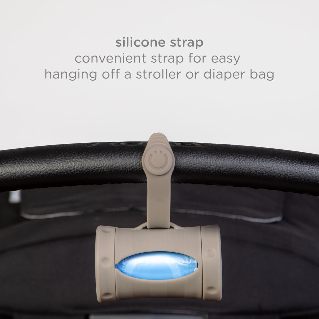 Ubbi Retractable On the Go Bag Dispenser for Travel, Diaper Bag Accessory Must Have for Newborn, Helpful Item, Baby Gift, Lavender Scented, Gray