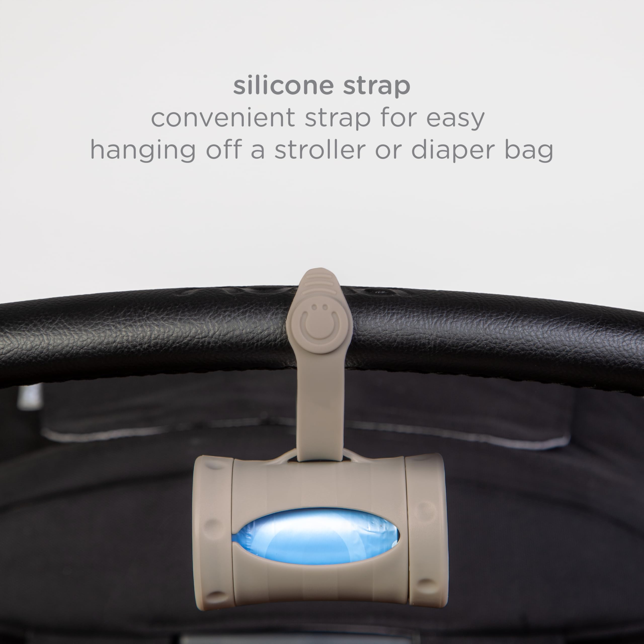 Ubbi Retractable On the Go Bag Dispenser for Travel, Diaper Bag Accessory Must Have for Newborn, Helpful Item, Baby Gift, Lavender Scented, Gray