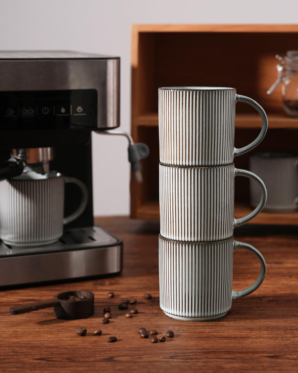 famiware Coffee Mugs Set of 6, Starlight 11 oz Mug Cup Set with Handle for Coffee, Tea, Cocoa, Milk - Ceramic Stoneware Mug Set, Matte Black Grey