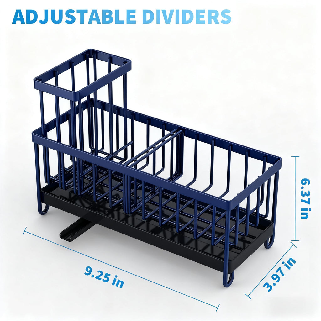 Cisily Black Sponge Holder for Kitchen Sink, Sink Caddy Organizer with High Brush Holder, Kitchen Countertop Organizers and Storage Essentials, Rustproof 304 Stainless Steel, Soap Dispenser Organize