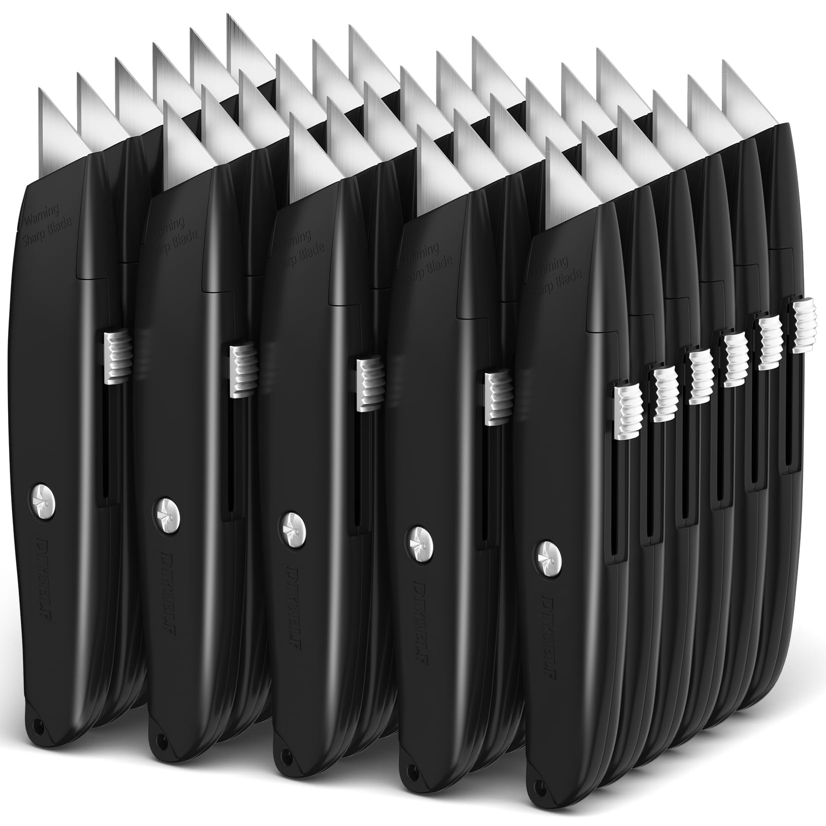 DIYSELF 2Pack Utility Knife Box Cutter Retractable Razor Blade Heavy Duty Box Cutters Knife PVC Pipe Cutter (Red)