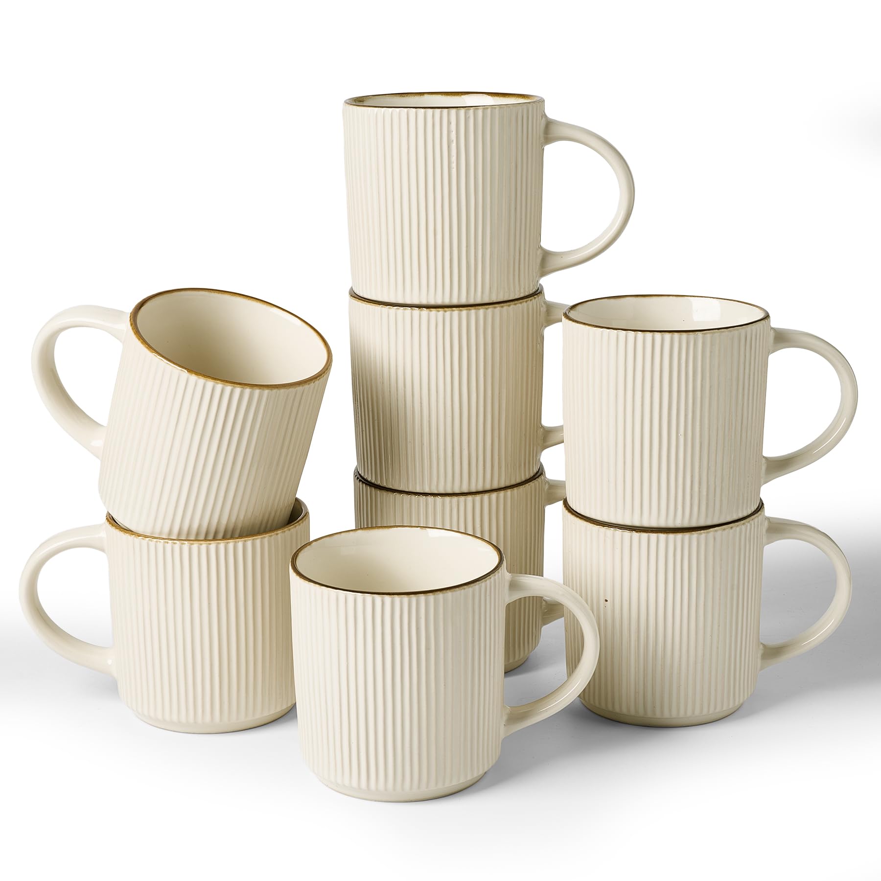 famiware Coffee Mugs Set of 6, Starlight 11 oz Mug Cup Set with Handle for Coffee, Tea, Cocoa, Milk - Ceramic Stoneware Mug Set, Matte Black Grey