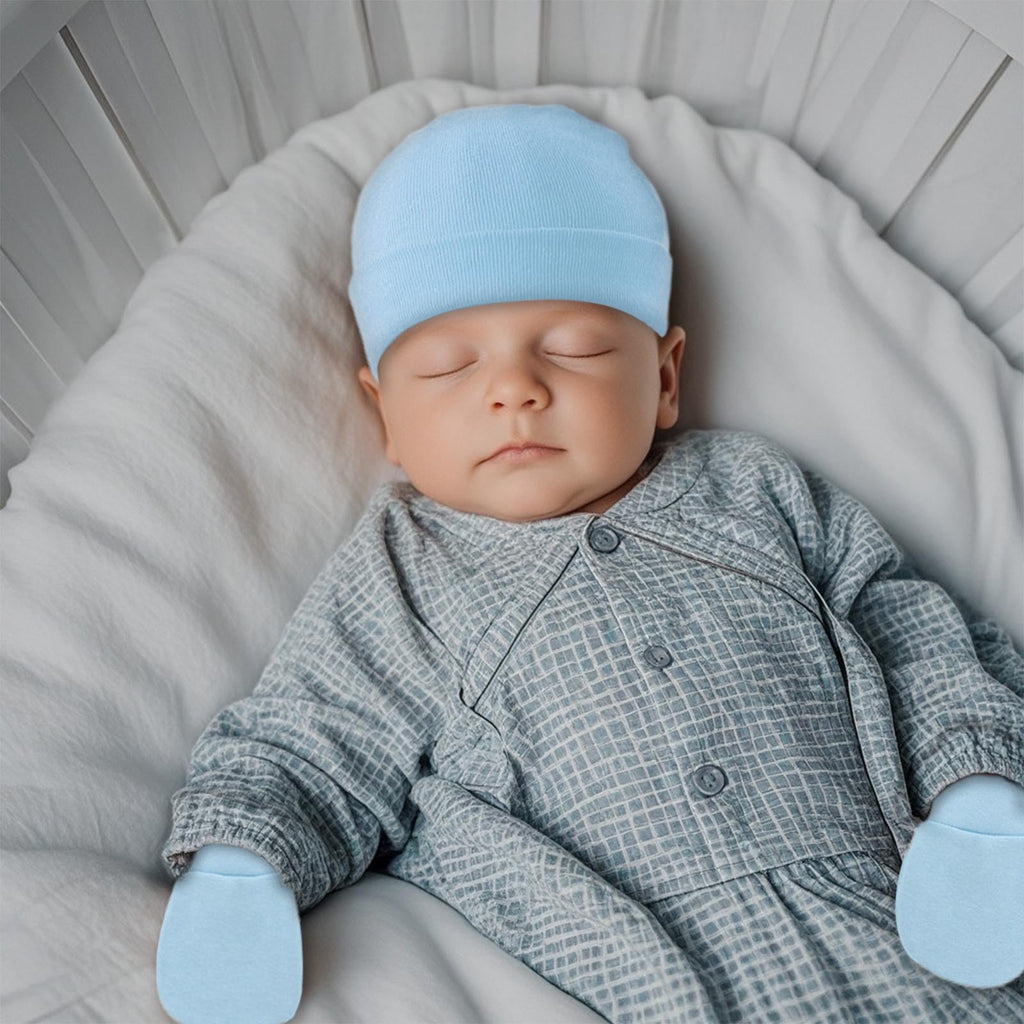 Fecawd Baby Hats and Mittens Newborn Hats Gloves Infant Beanie Soft Cap Mitten Sets for 0-6 Months Boys Girls