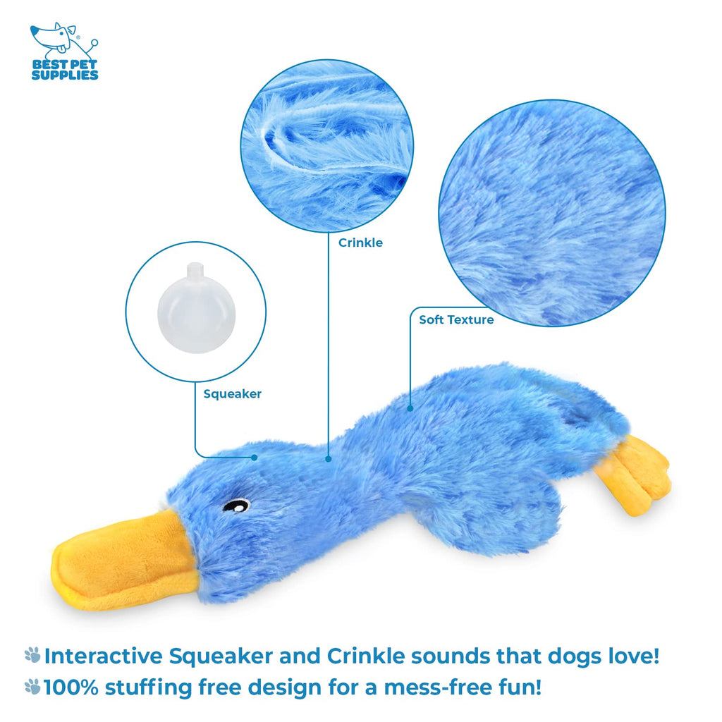 Best Pet Supplies Interactive Squeaky Dog Chew Toy, Ideal Dog Toys for Chewers, Small, Medium & Large Dogs, and Fetch Lovers - Crinkle Duck (Yellow), Large