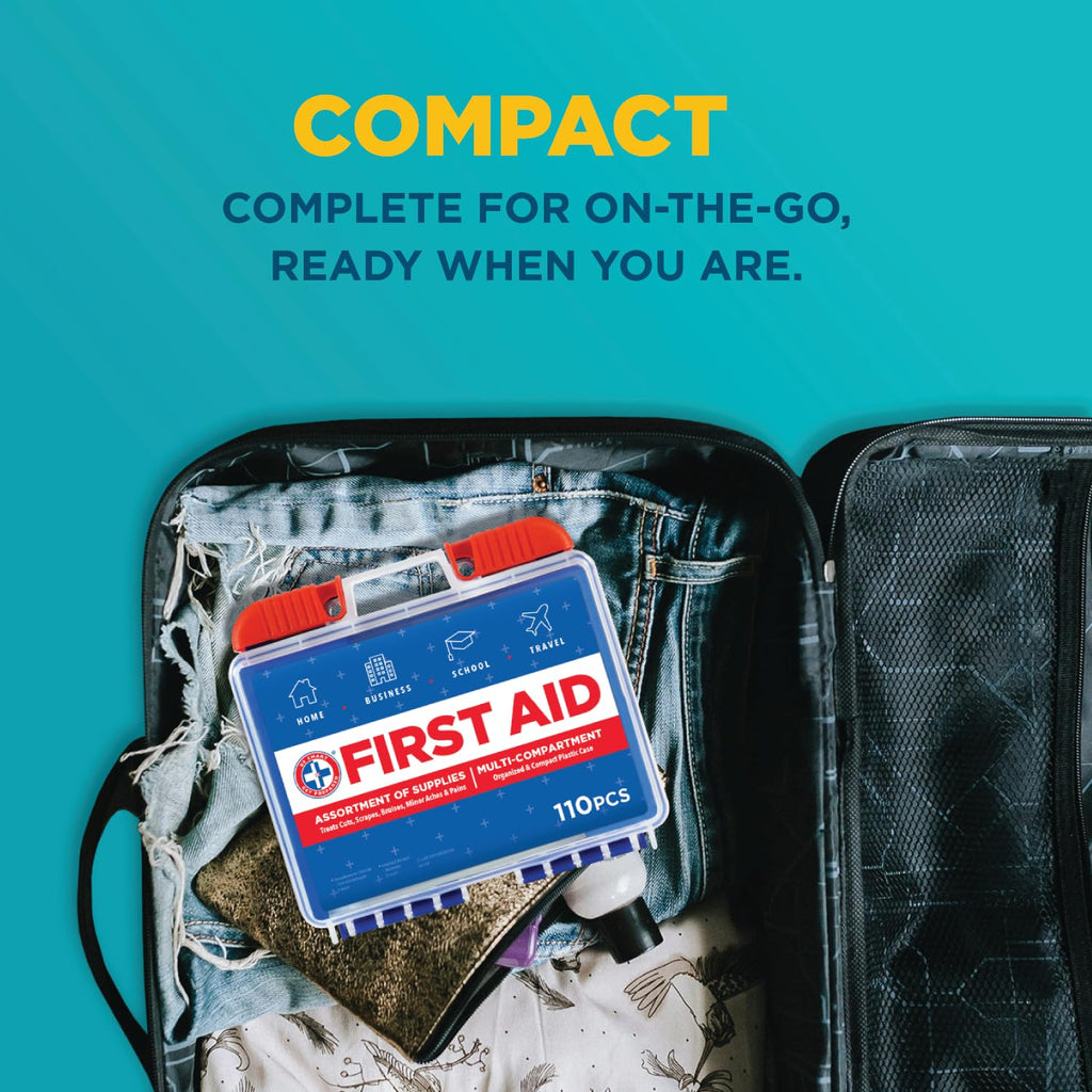 Be Smart Get Prepared 180 Piece First Aid Kit: Clean, Treat, Protect Minor Cuts, Scrapes. Home, Office, Car, School, Business, Travel, Emergency, Survival, Hunting, Outdoor, Camping & Sports, FSA HSA