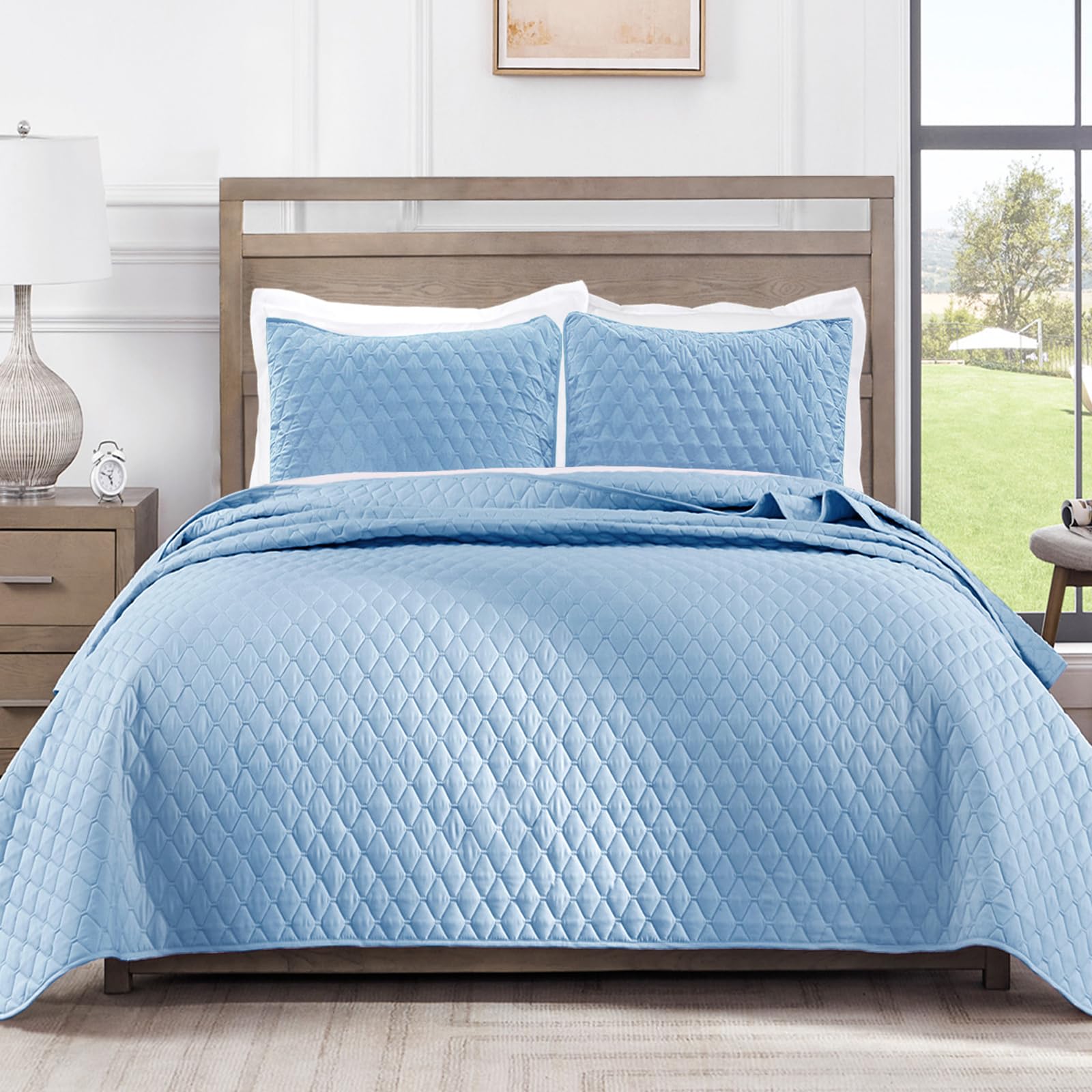 Exclusivo Mezcla Reversible Full Queen Quilt Bedding Set with Pillow Shams, Lightweight Quilts Queen Size, Soft Bedspreads Bed Coverlets for All Seasons - (Lilac Ash, 90"x96")