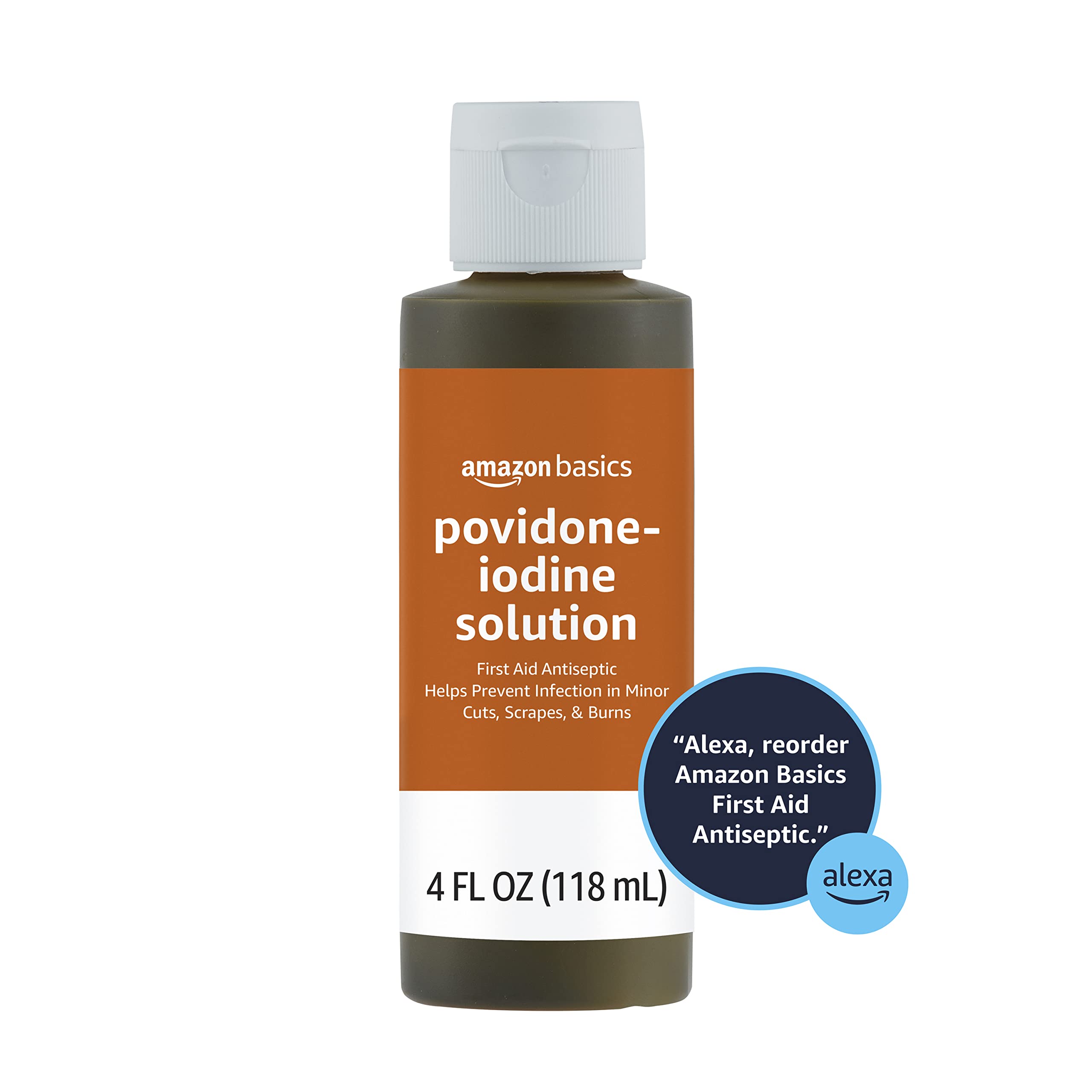 Amazon Basics First Aid Antiseptic, 10% Povidone Iodine Solution First Aid Antiseptic, Unflavored, 8 Fluid Ounces, 1-Pack (Previously Solimo)